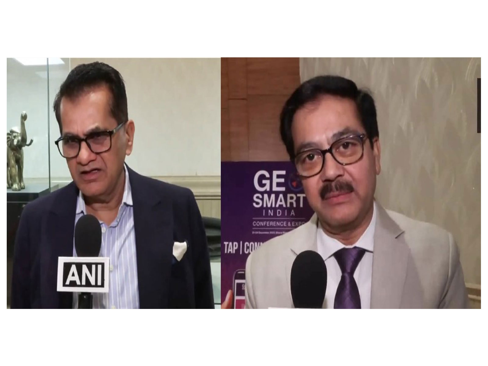 Amitabh Kant,  former CEO, NITI Aayog (Left), Vivek Bharadwaj, Secretary, Ministry of Panchayat Raj (Right) (Photo-ANI)