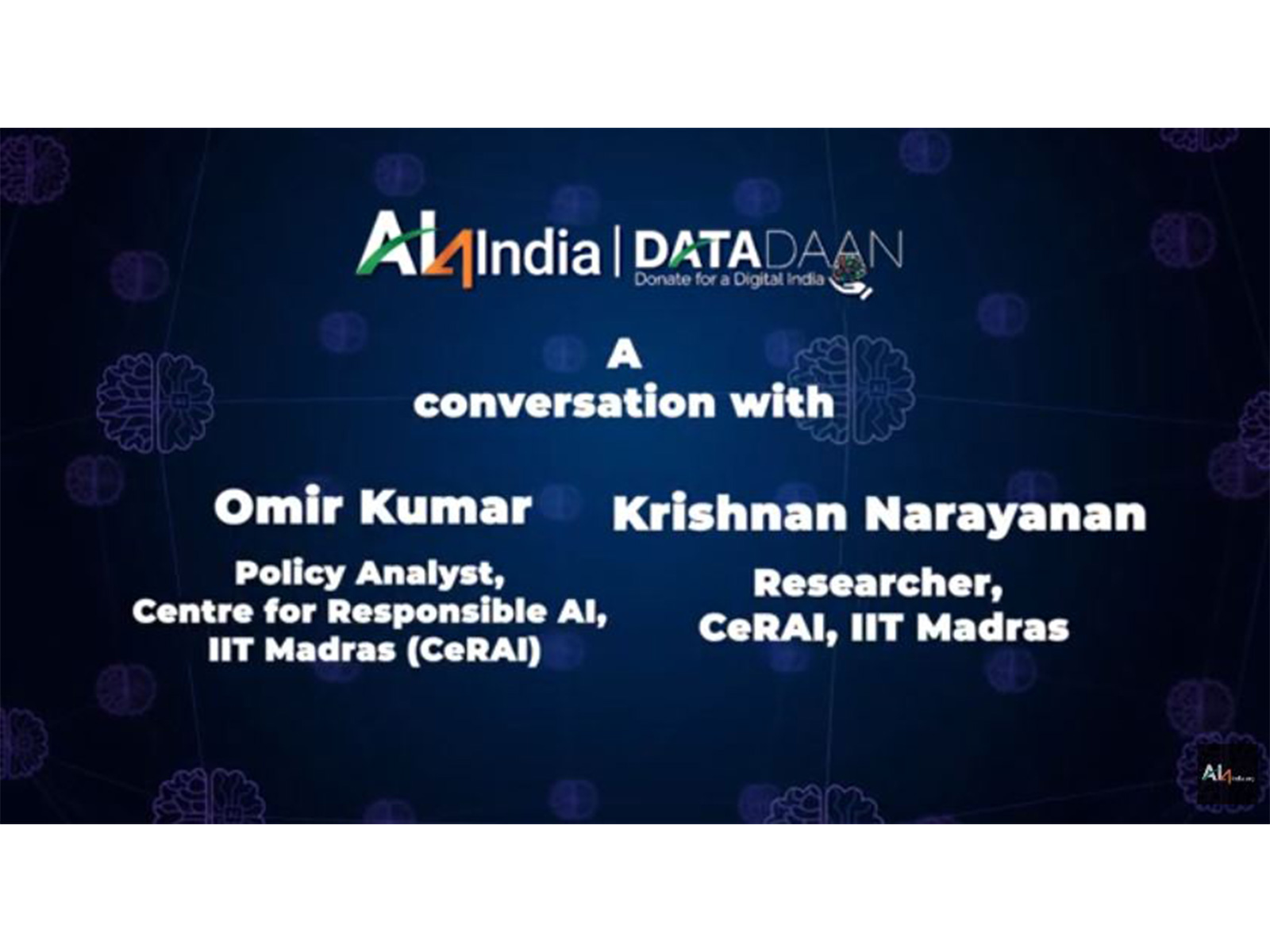 Krishnan Narayanan and Omir Kumar from CeRAI, IIT Madras discussed the role of digital platforms and AI technologies reshaping work for millions of gig workers in India. (Photo: Youtube/AI4India Org)