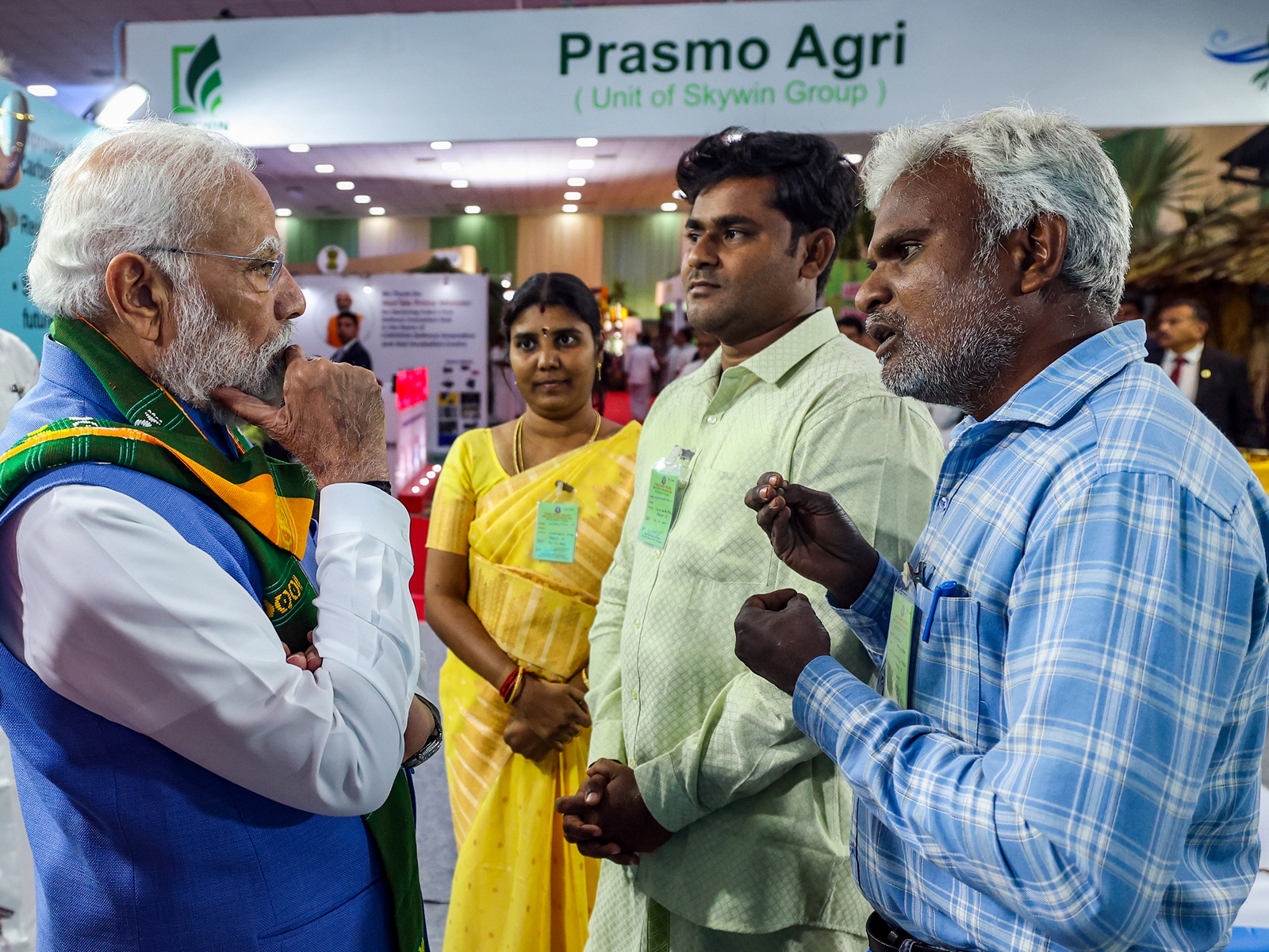 PM Narendra Modi interacts with farmers in Coimbatore (Photo/ANI)