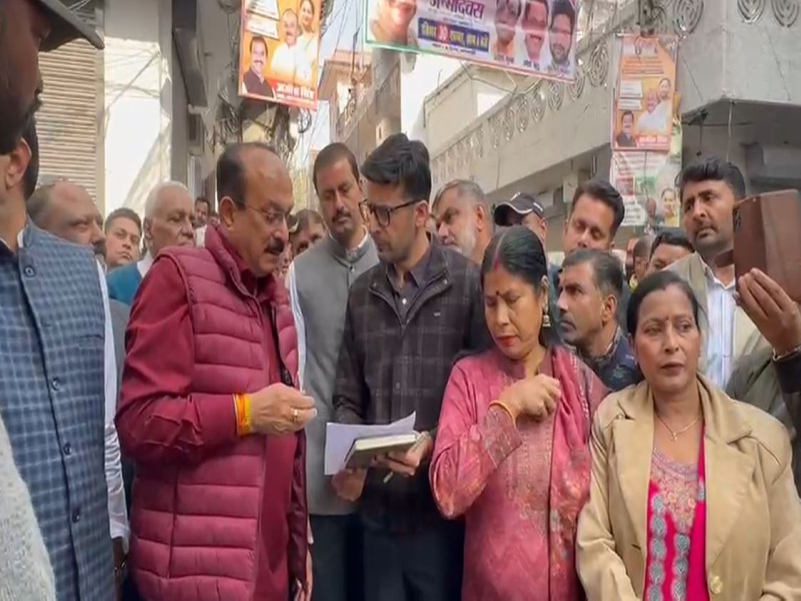 Delhi Minister Ashish Sood inaugurates drainage systems in Sitapuri (Photo/ANI)