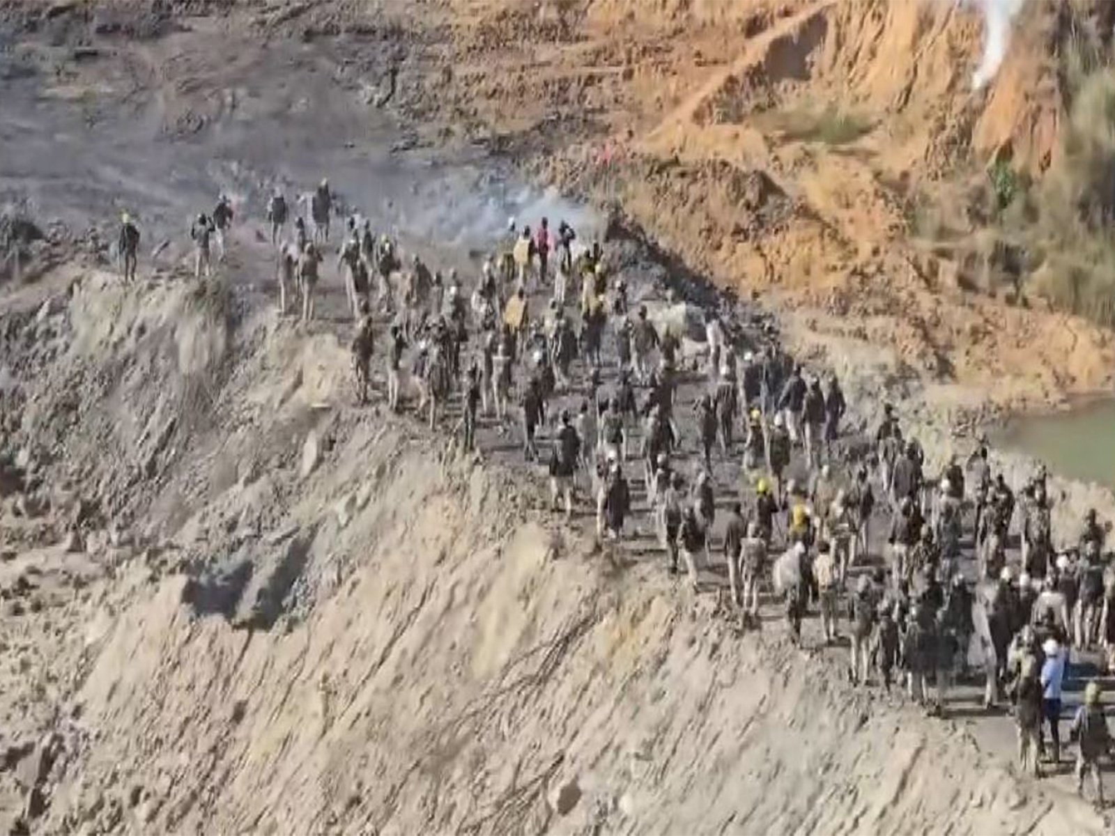 Protest erupted in Parsodi Kalan village of Ambikapur (Photo/ANI)