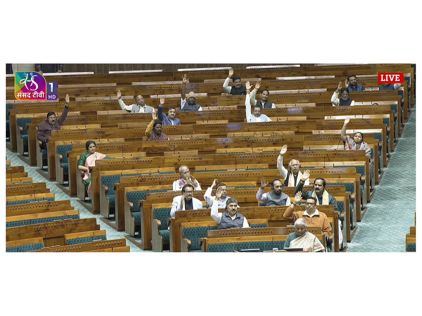 A visual of the Lok Sabha (Image: Sansad TV)