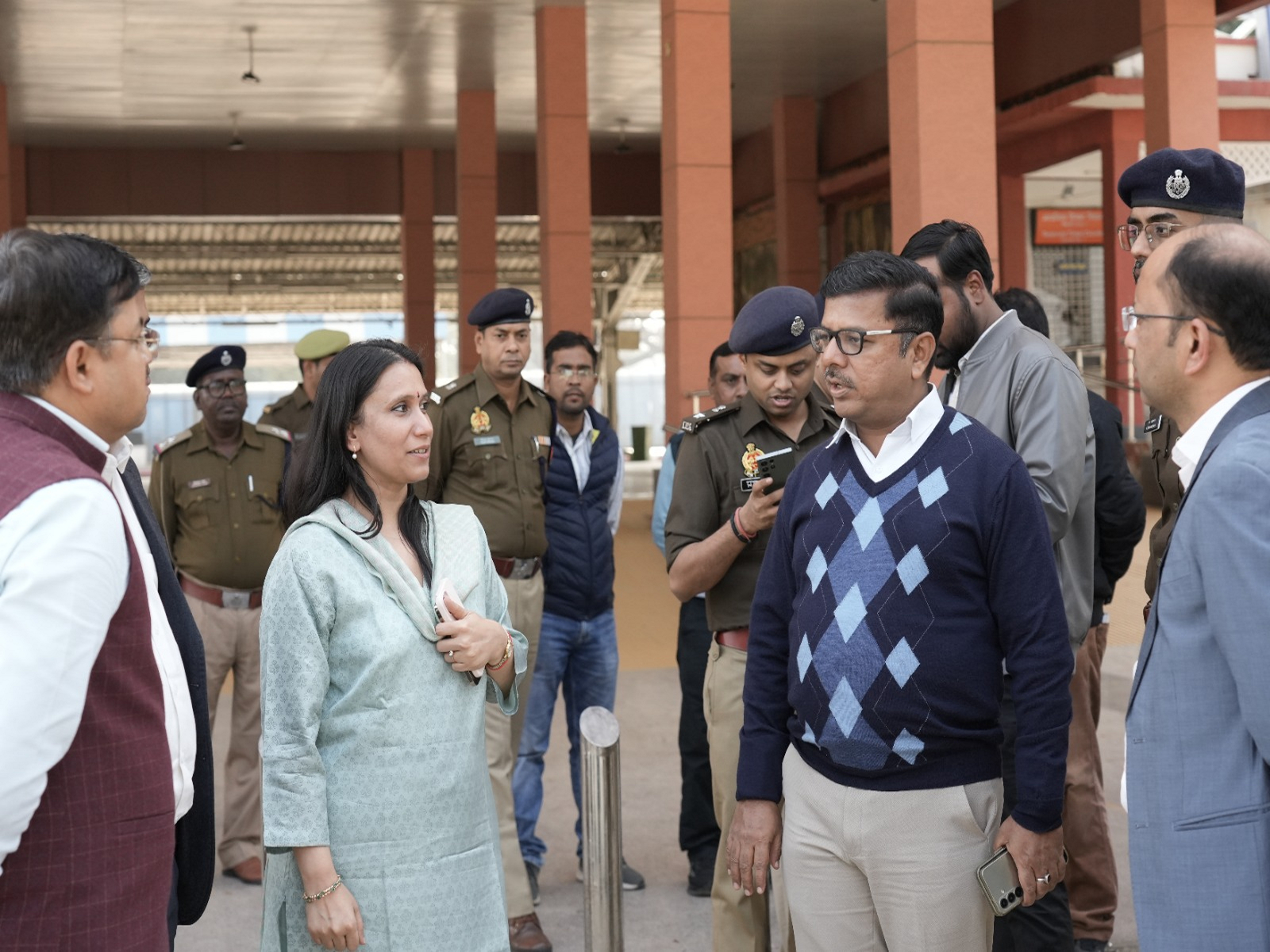 Senior officials of Railways and District Administration in Prayagraj. (Photo/ANI)