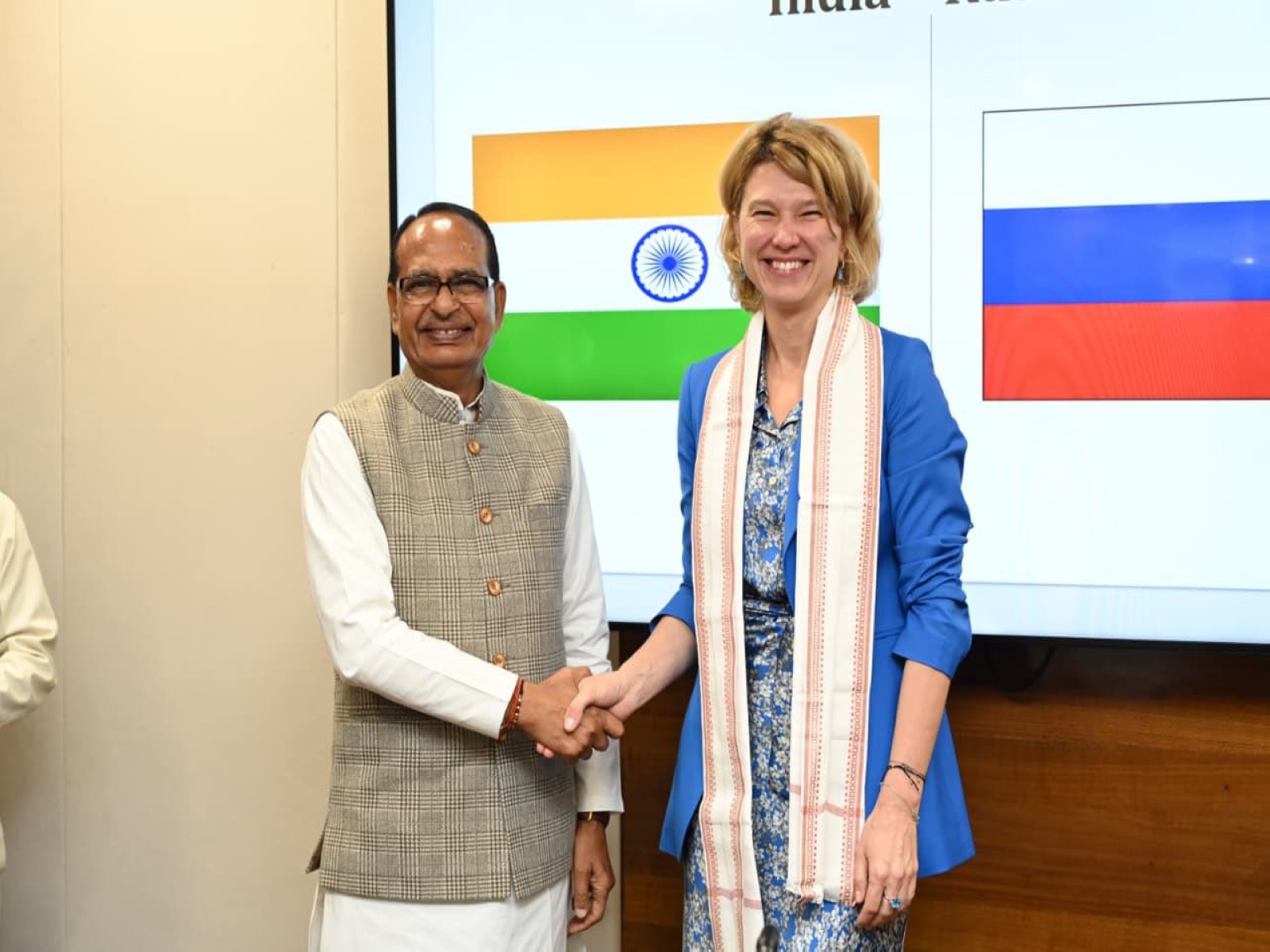 Union Minister Chouhan meets Russia Oksana Lut in Delhi (Photo/X/@ChouhanShivraj)