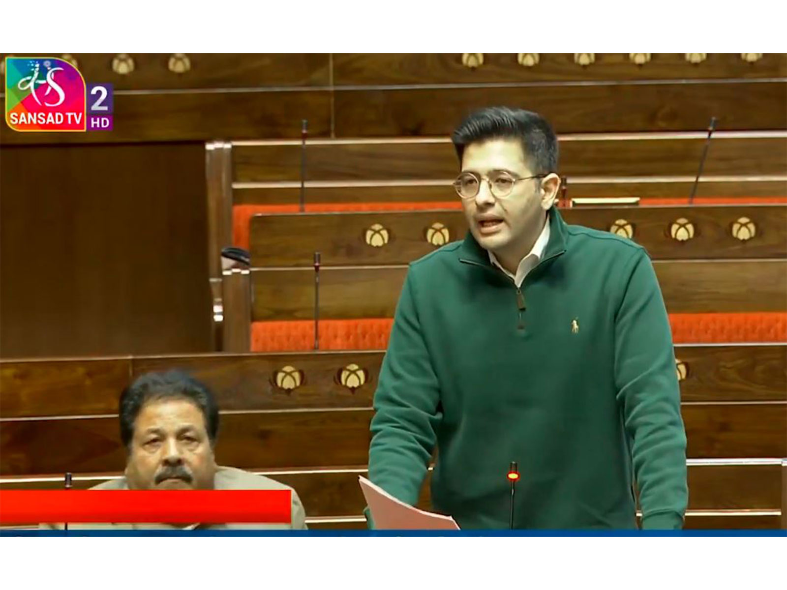 AAP Rajya Sabha MP Raghav Chadha (Image: Sansad TV)