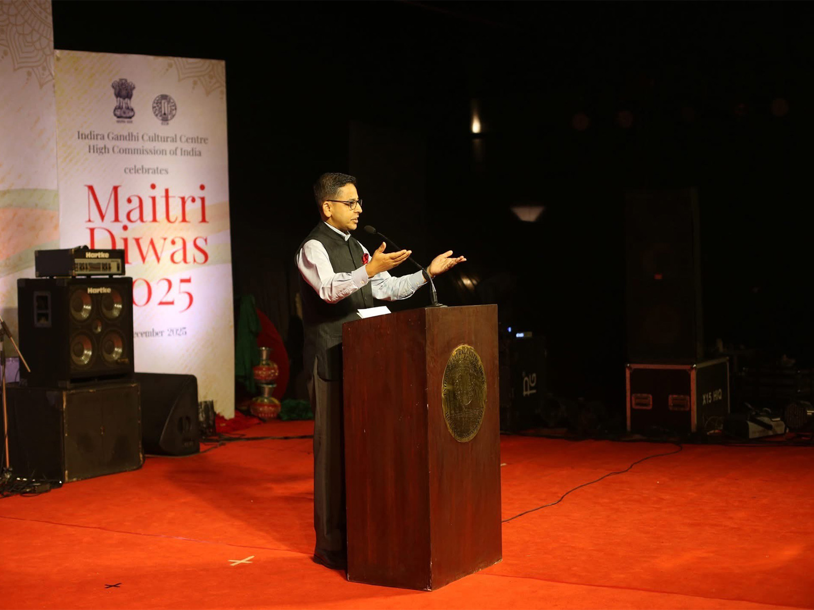 High Commissioner Pranay Verma joined guests at the 54th Maitri Diwas celebration at the Indian Cultural Centre in Dhaka (Photo: High Comission of India in Dhaka)  