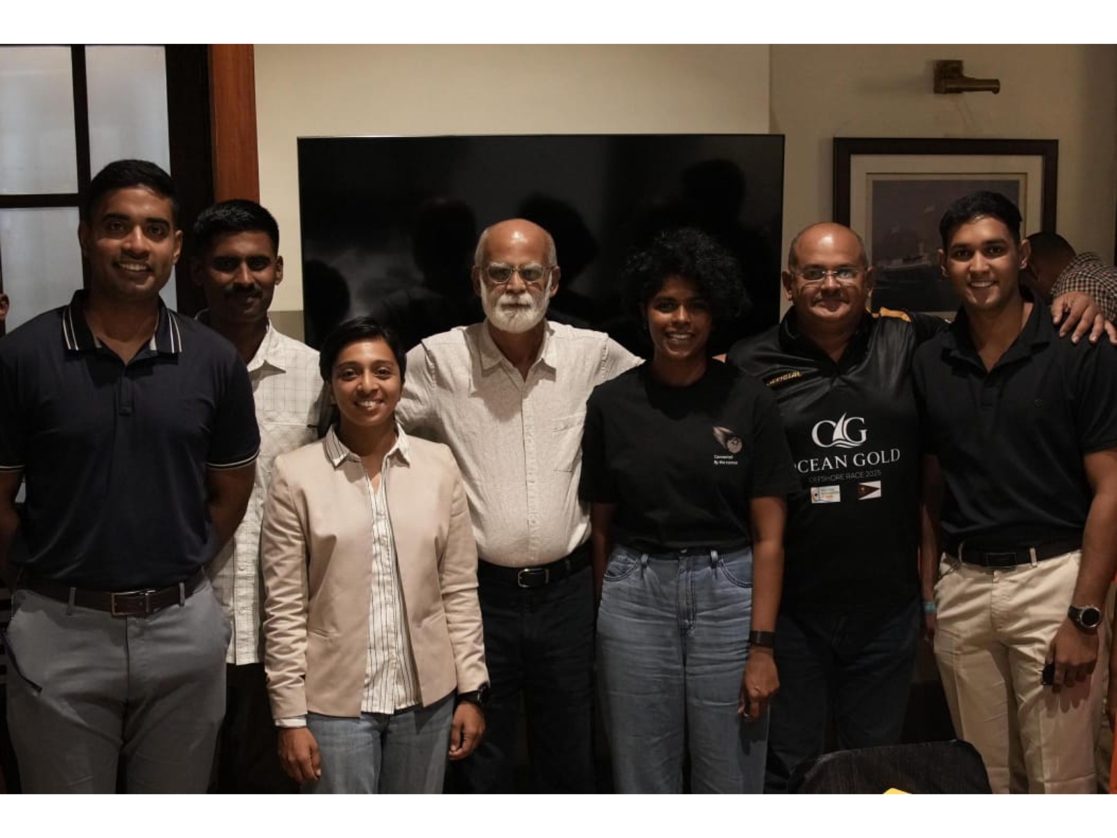 L to R: LtCdr Dilna Devadas; Cdr Dilip Donde (Retd.), India's first solo circumnavigator; LtCdr Roopa Alagirisamy (Indian Navy); Passionate Sailor Nilay Patil, and OGOR participants.