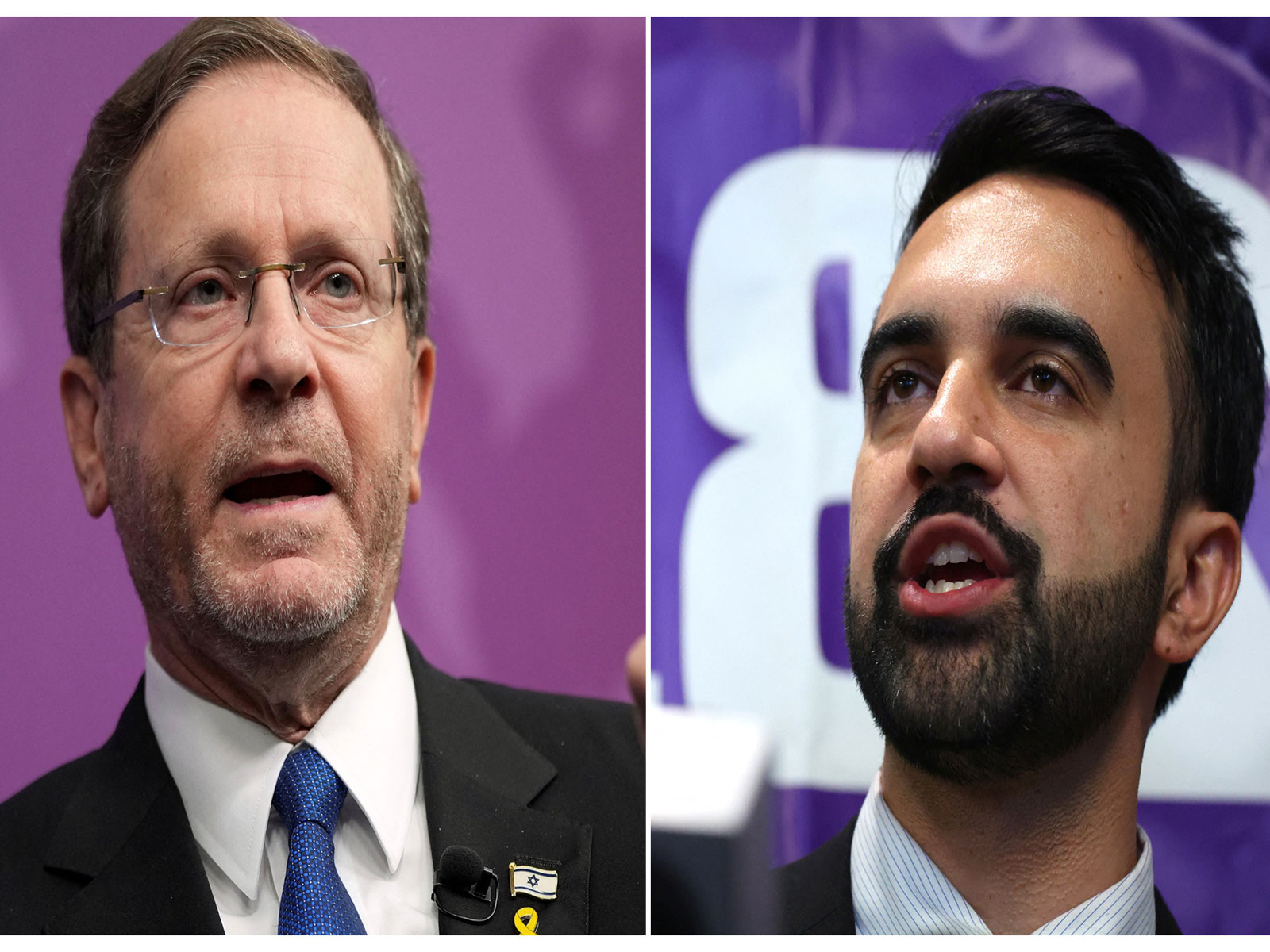 Israeli President Isaac Herzog (left) and NYC Mayor Zohran Mamdani (right) (Photos/ Reuters)