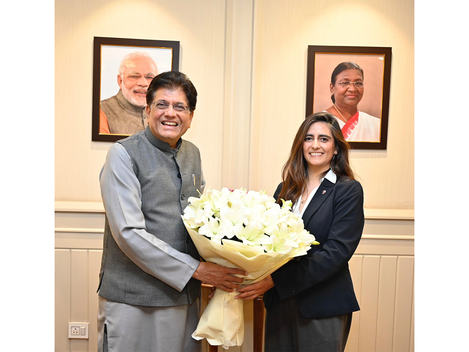 Union Commerce Minister Piyush Goyal meets Chile's Treasury Undersecretary Claudia Sanhueza to review bilateral trade negotiations. (Photo: X/@PiyushGoyal)