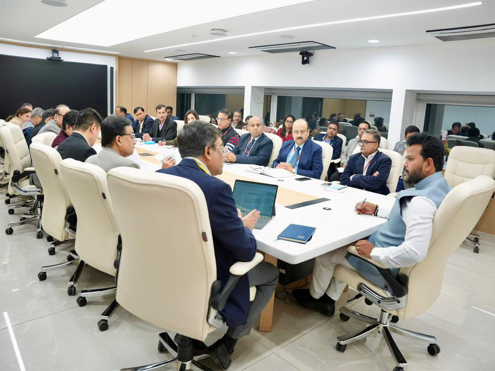 The Ministry of Civil Aviation & DGCA officials in the meeting. (Photo/ Office of Union Minister Ram Mohan Naidu)