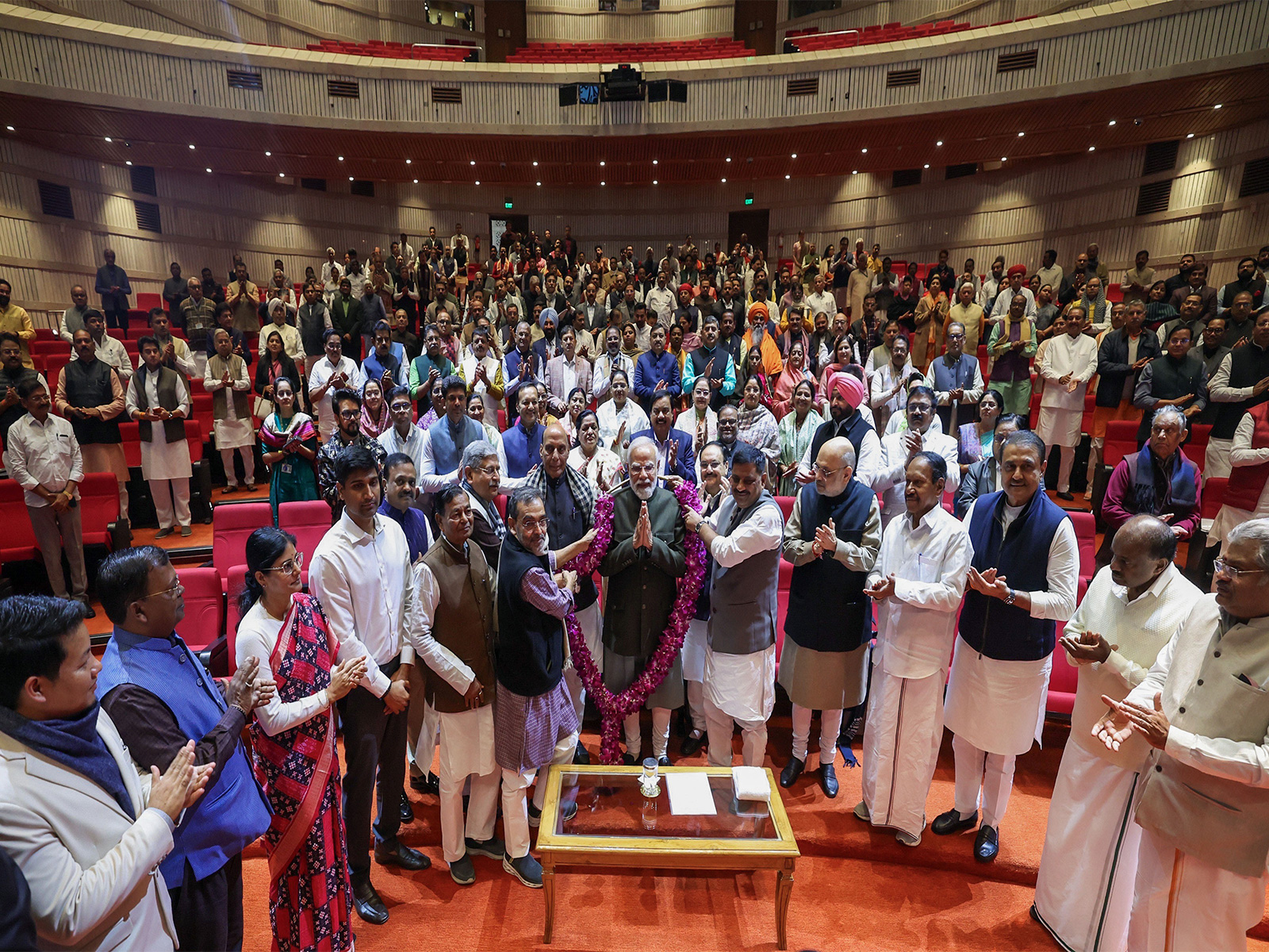 PM Narendra Modi felicitated by NDA Leaders at Parliamentary Party Meeting in New Delhi. (Photo/ANI)