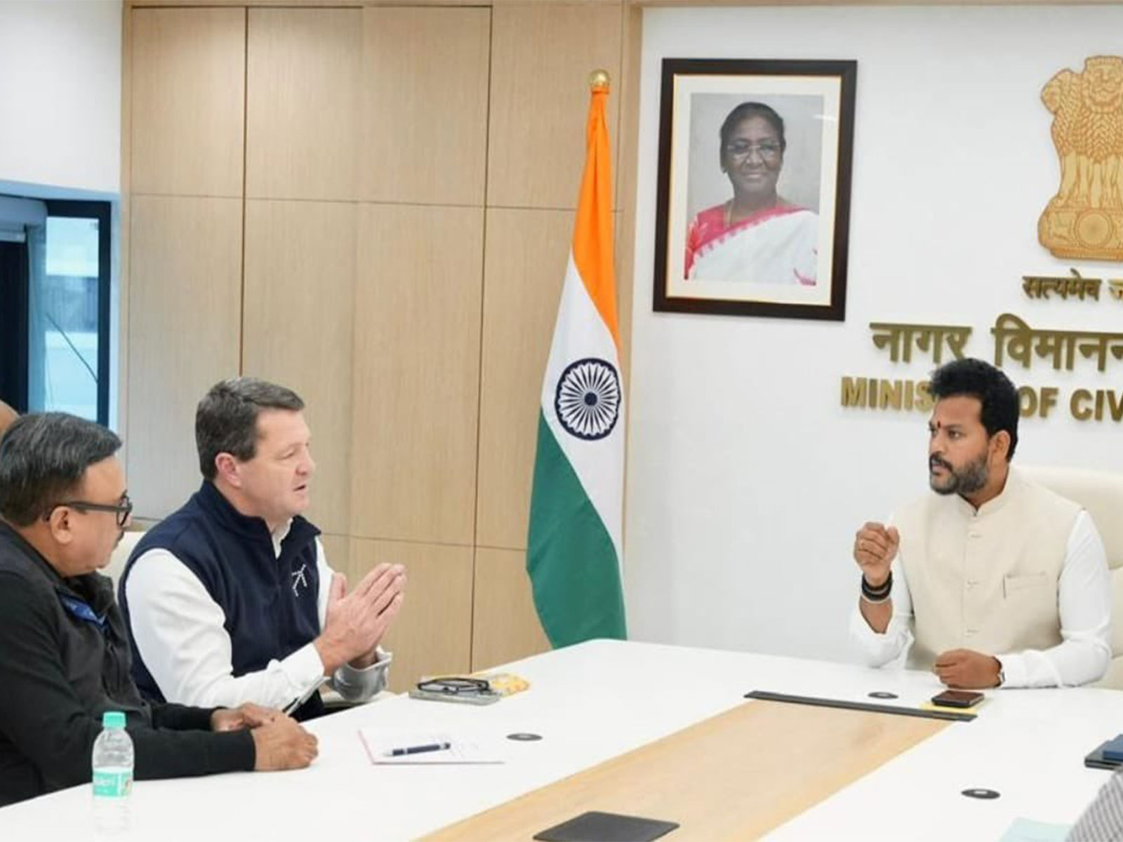 Union Civil Aviation Minister Ram Mohan Naidu Kinjarapu (right) and IndiGo CEO Pieter Elbers (left) (Photo/X@@RamMNK)