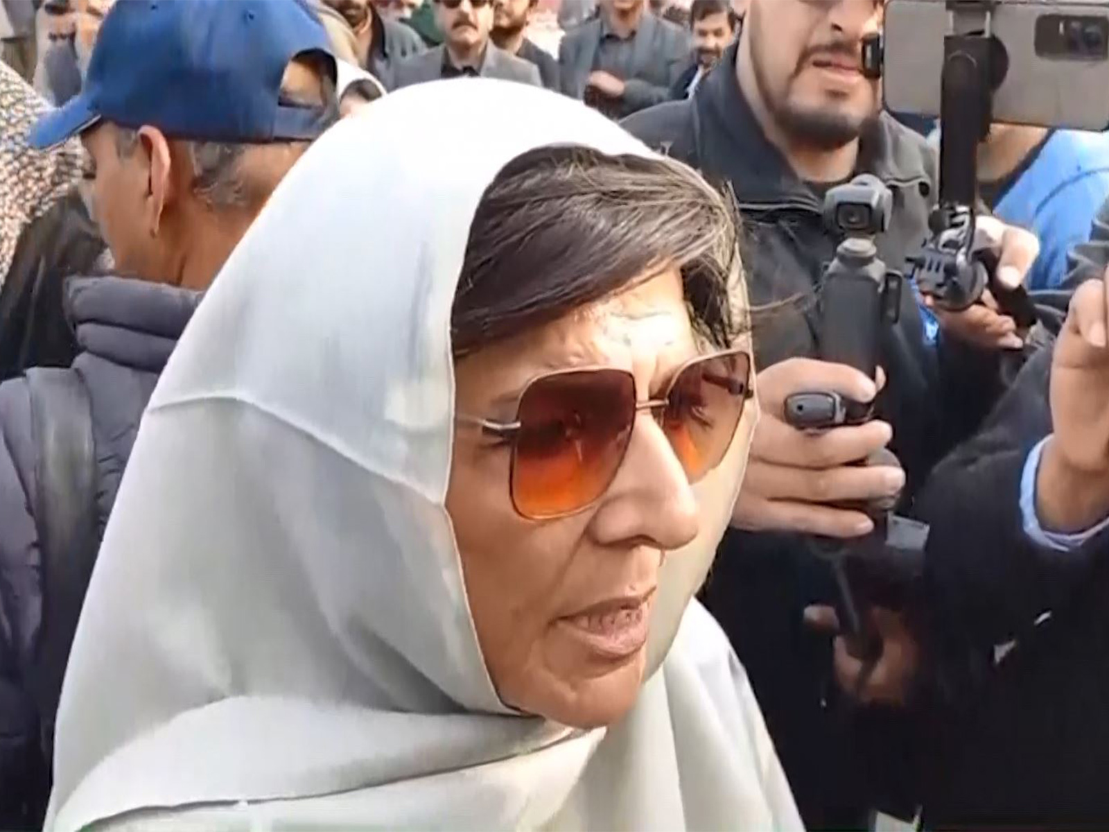 Aleema Khan speaks to reporters outside Adiala Jail in Rawalpindi as she alleges her brother Imran Khan is being "kept in illegal isolation." (Photo/ANI)