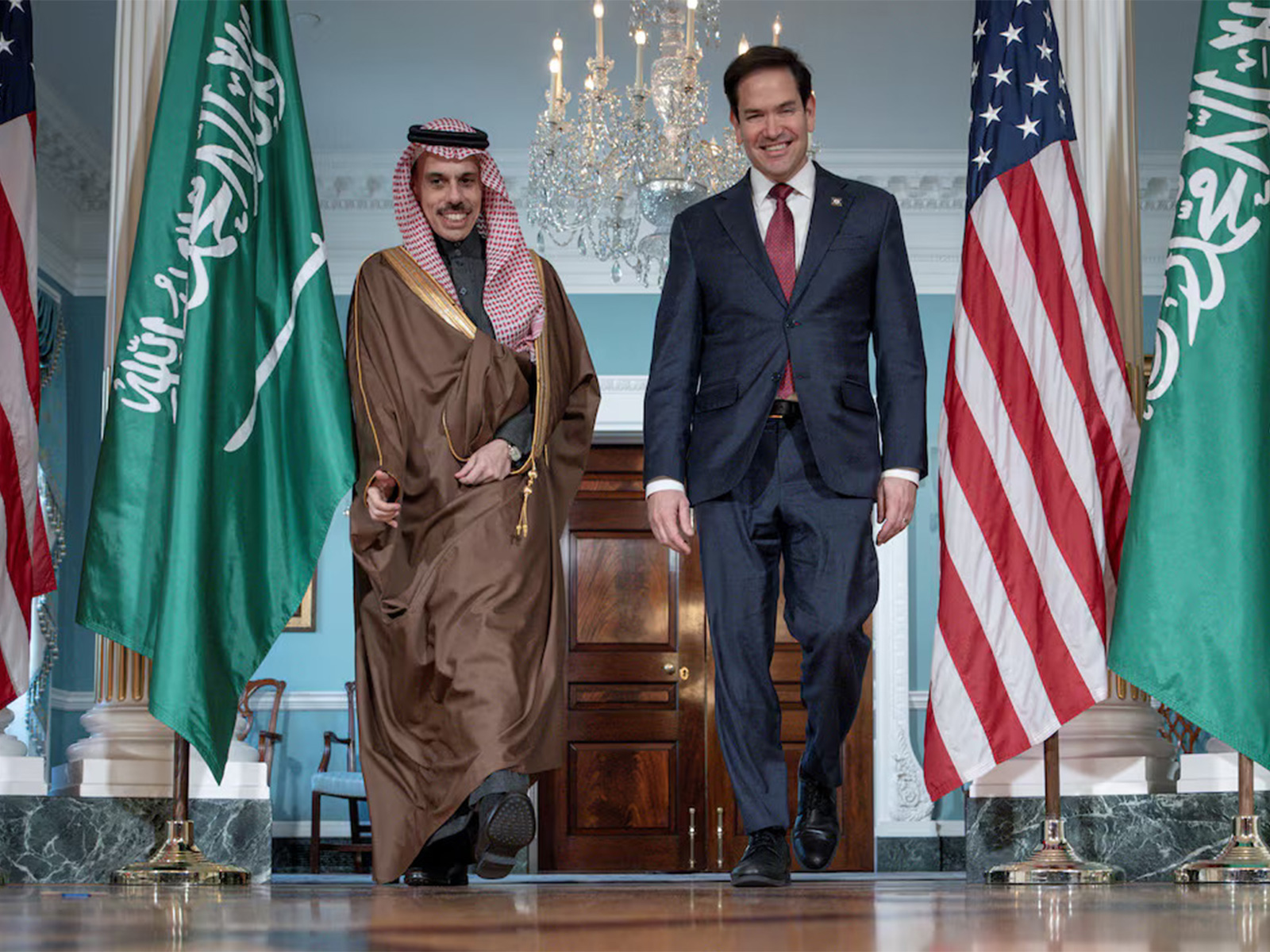 US Secretary of State Marco Rubio meets Saudi Foreign Minister Faisal bin Farhan Al Saud at the State Department in Washington, DC. (File Photo/Reuters)