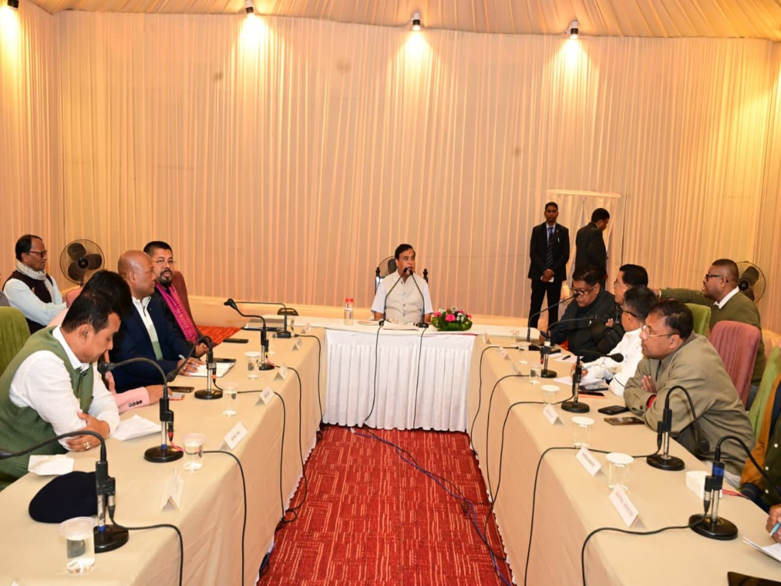 Assam Chief Minister Himanta Biswa Sarma on Wednesday held a meeting at the Chief Minister's Secretariat in Dibrugarh  (Photo/ANI)