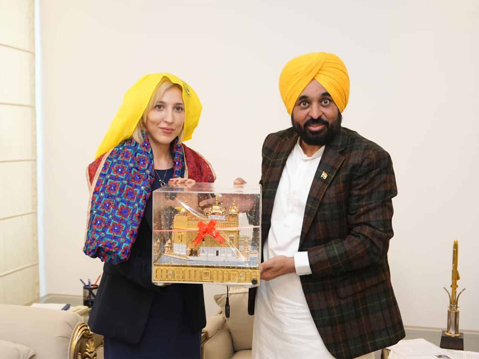 Punjab Chief Minister Bhagwant singh Mann meeting UK Deputy High Commissioner, Alba Smeriglio (Photo: Bhagwant Mann/X)