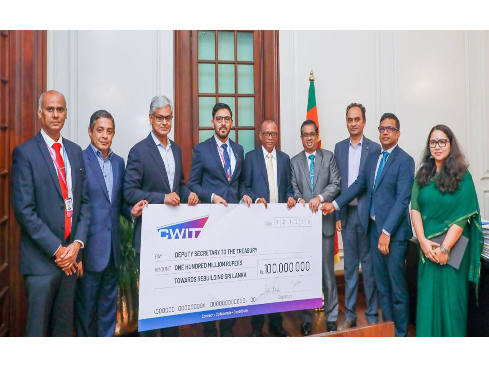 CWIT contributes 100 million Lankan Rupees to Sri Lanka ( X@IndiainSL)