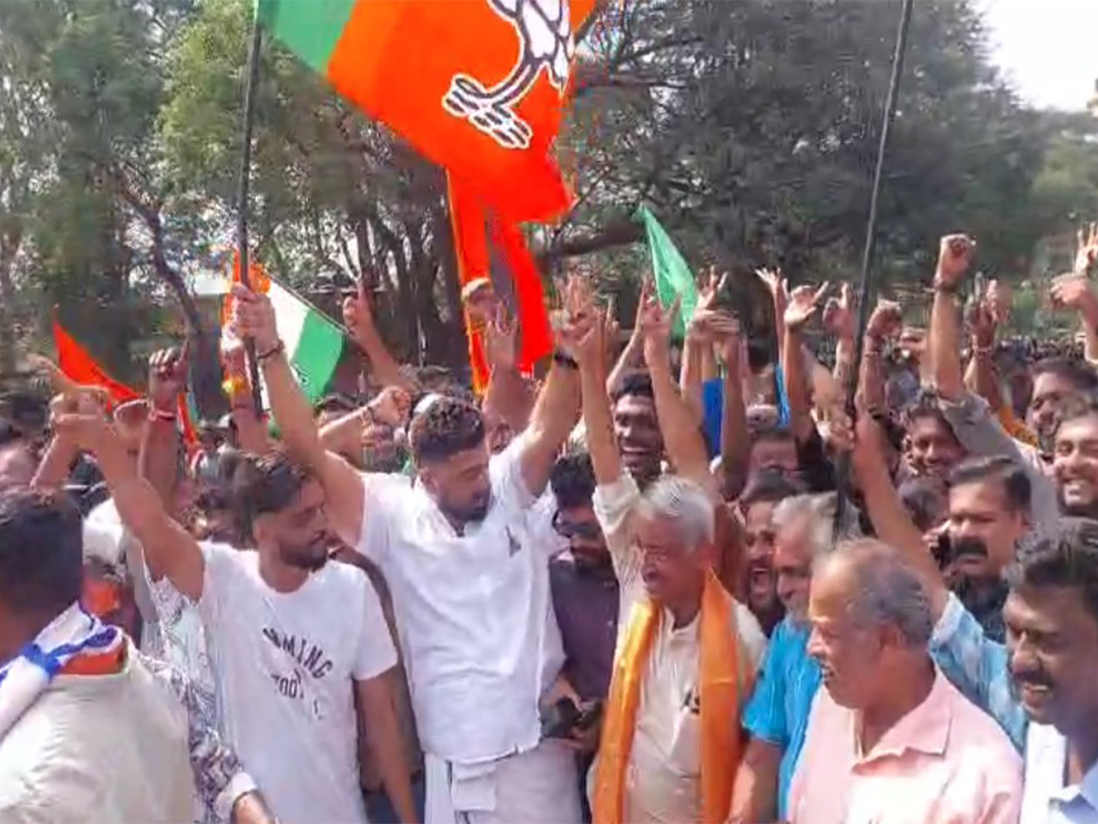 BJP celebrate the party's win In the local body polls (Photo/ANI)
