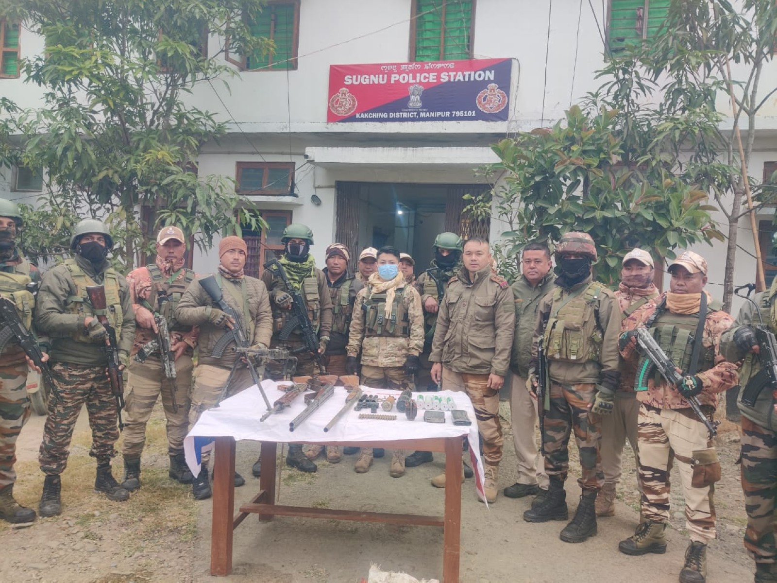 Security forces recover cache of arms and ammunition in Kakching district. (Photo/ManipurPolice)
