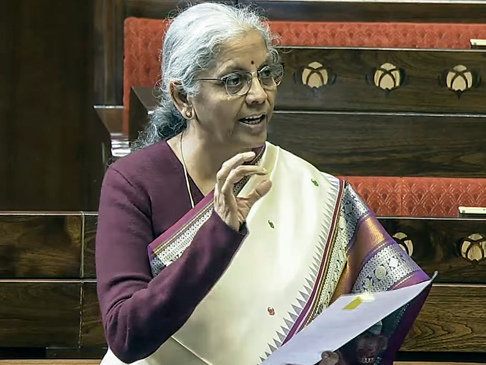 Finance Minister Nirmala Sitharaman (Image/Sansad TV)
