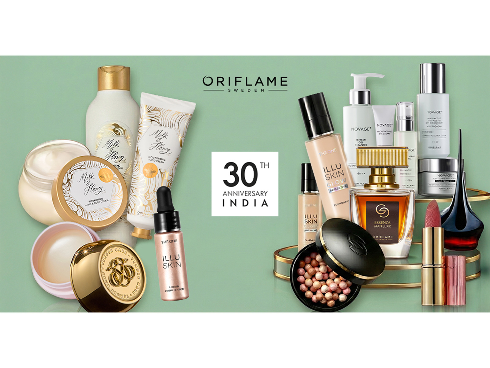 Oriflame highlights its iconic Milk & Honey, IlluSkin, NovAge+ and GG Pearls, along with its signature fragrance, as it marks 30 years in India