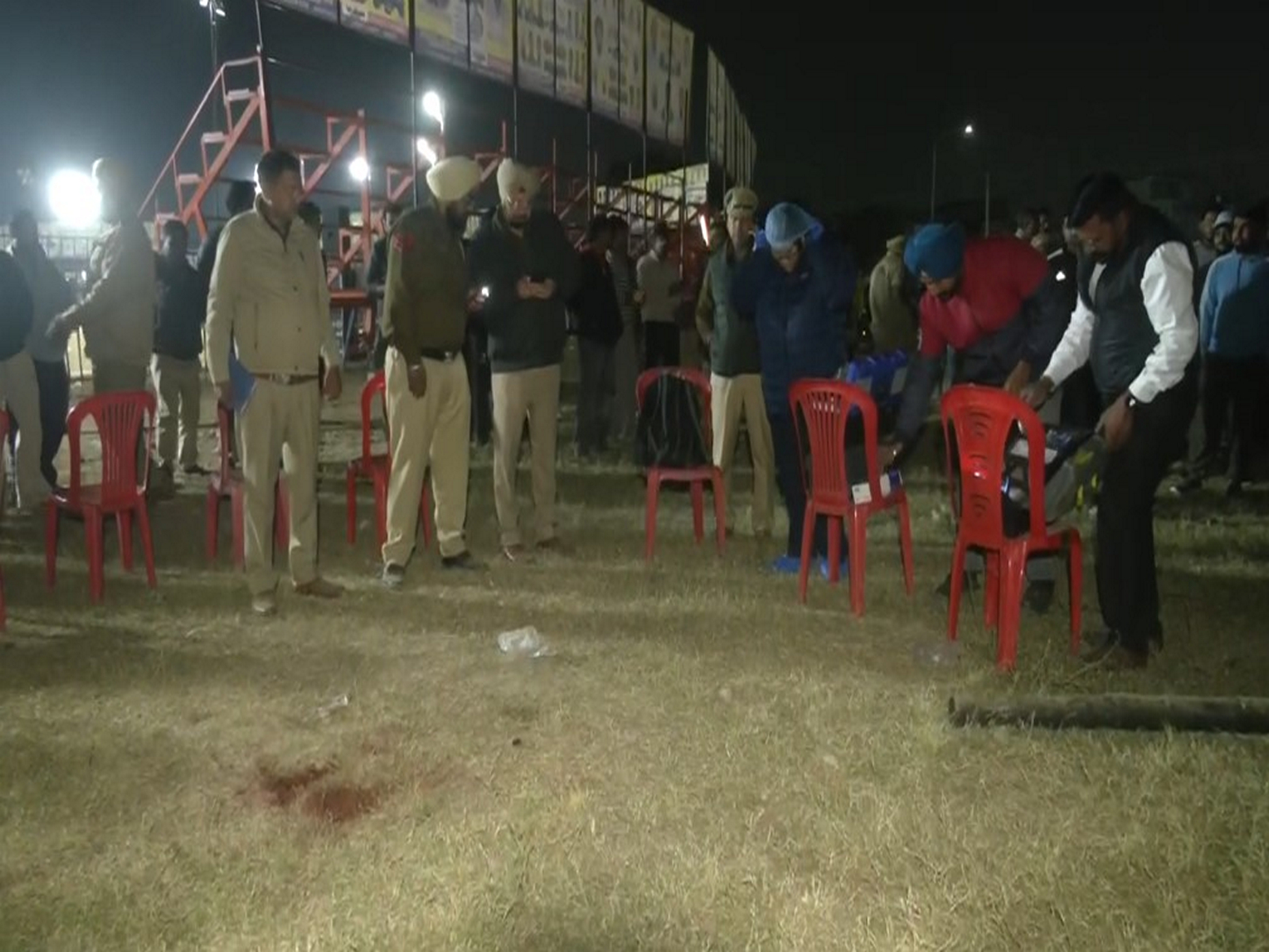 Punjab Police collection proofs from Kabaddi field after the death of player in Mohali. (Photo/ANI)