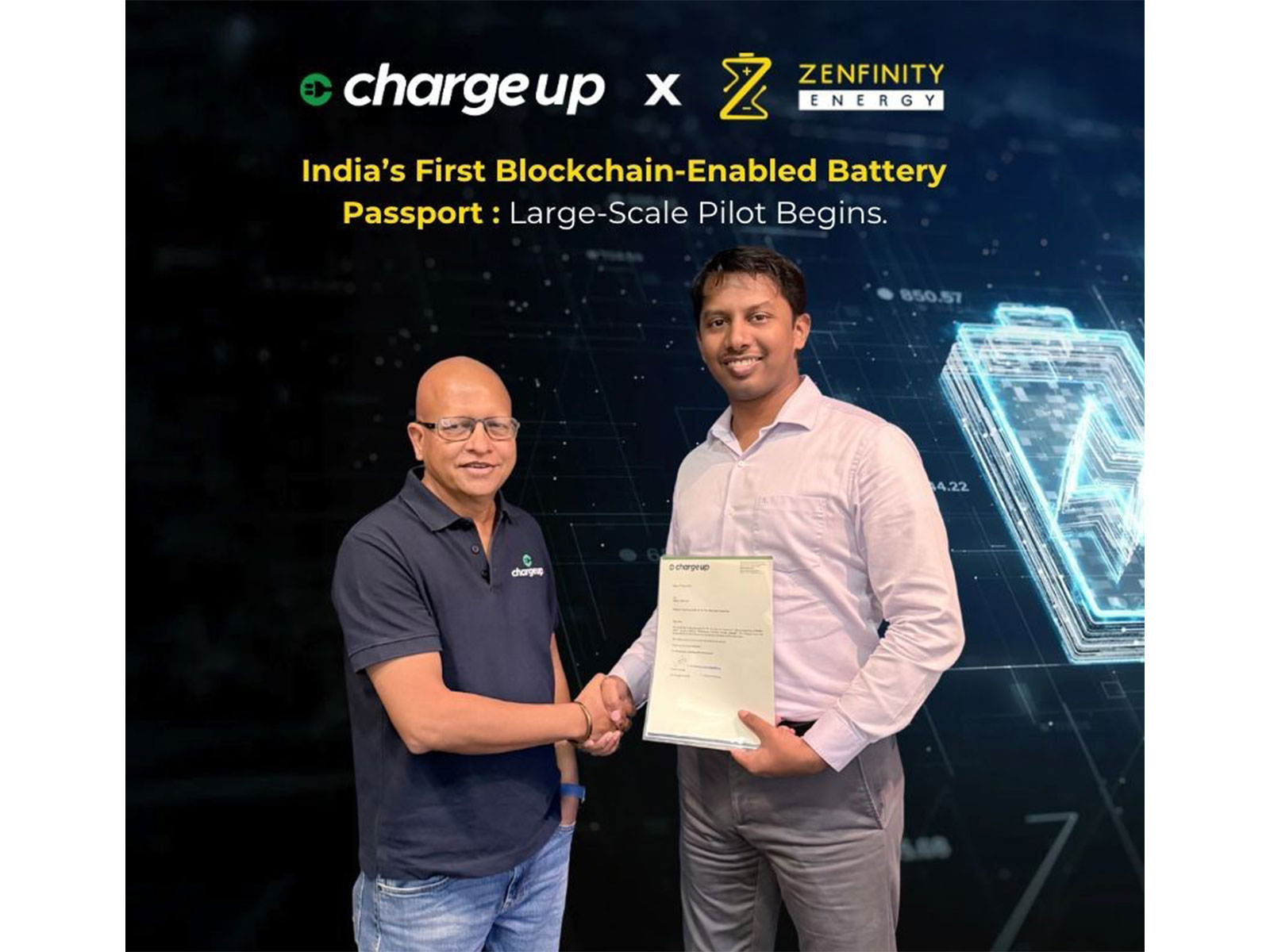 Chargeup and Zenfinity Energy sign an MoU to scale India's first blockchain-based Battery Passport with a 3,000-battery national pilot for traceability