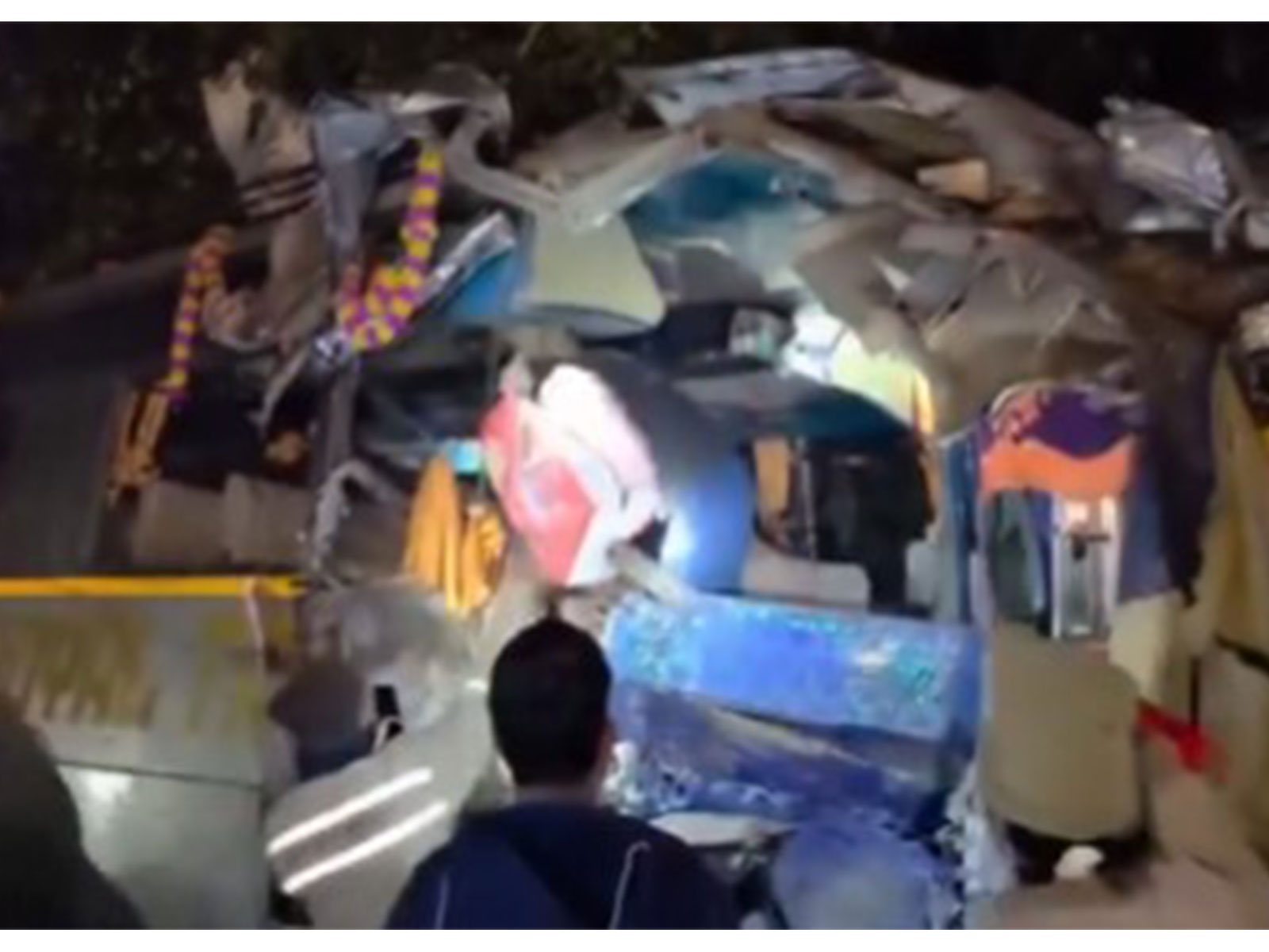 Police officials at the site of accident in Basti. (Photo/ANI)