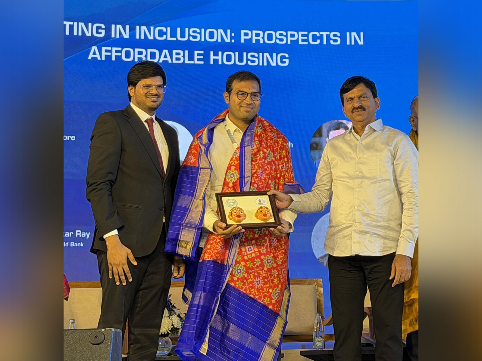 Ajitesh Korupolu, Founder & CEO of ASBL with Sri Ponguleti Srinivas Reddy, Hon'ble Minister for Revenue, Housing, and Information & PR, at the Telangana Rising 2047 Global Summit