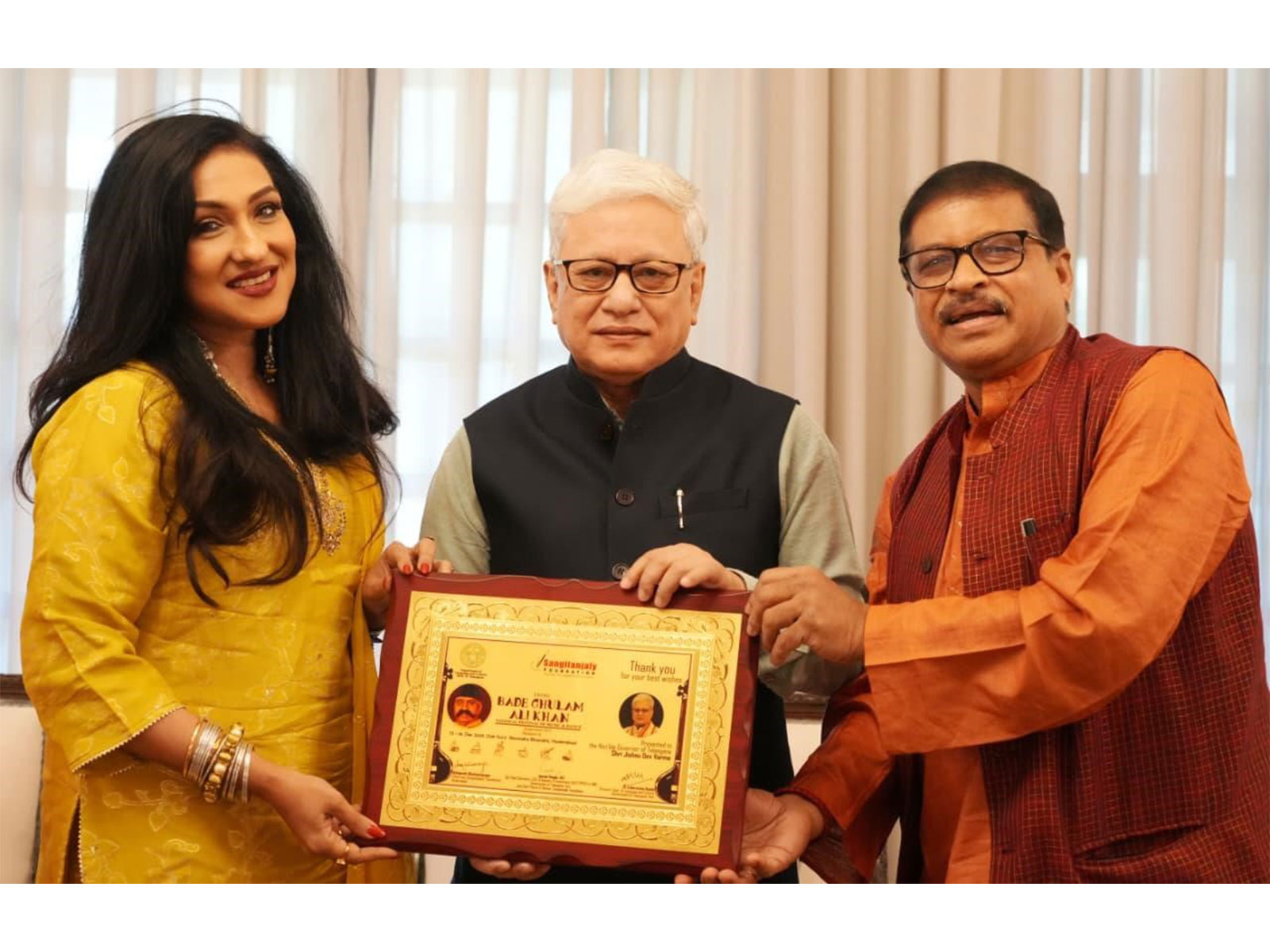 Hon'ble Governor of Telangana, Shri Jishnu Dev Varma, felicitated at Ustad Bade Ghulam Ali Khan Music Festival, Hyderabad