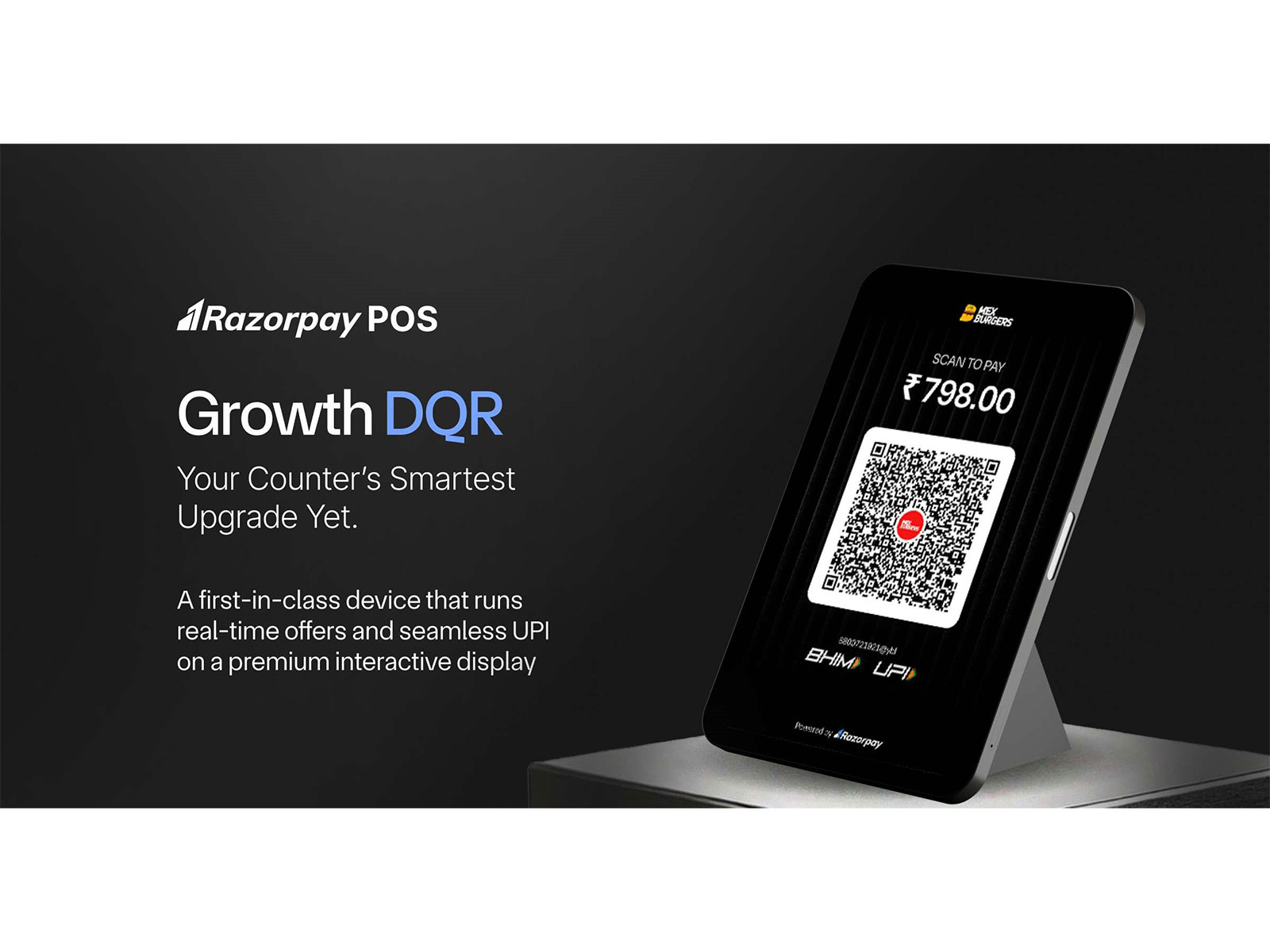 Razorpay POS Launches 'Growth DQR', A Checkout Device Unifying Offers, Loyalty & UPI on a Single Screen