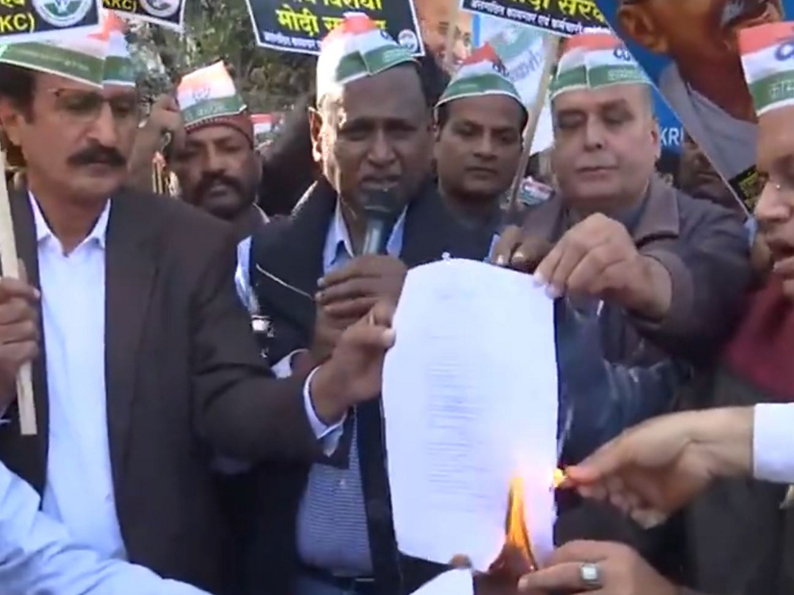Udit Raj burns copies of the VB-G Ram G Bill (Photo/ANI)