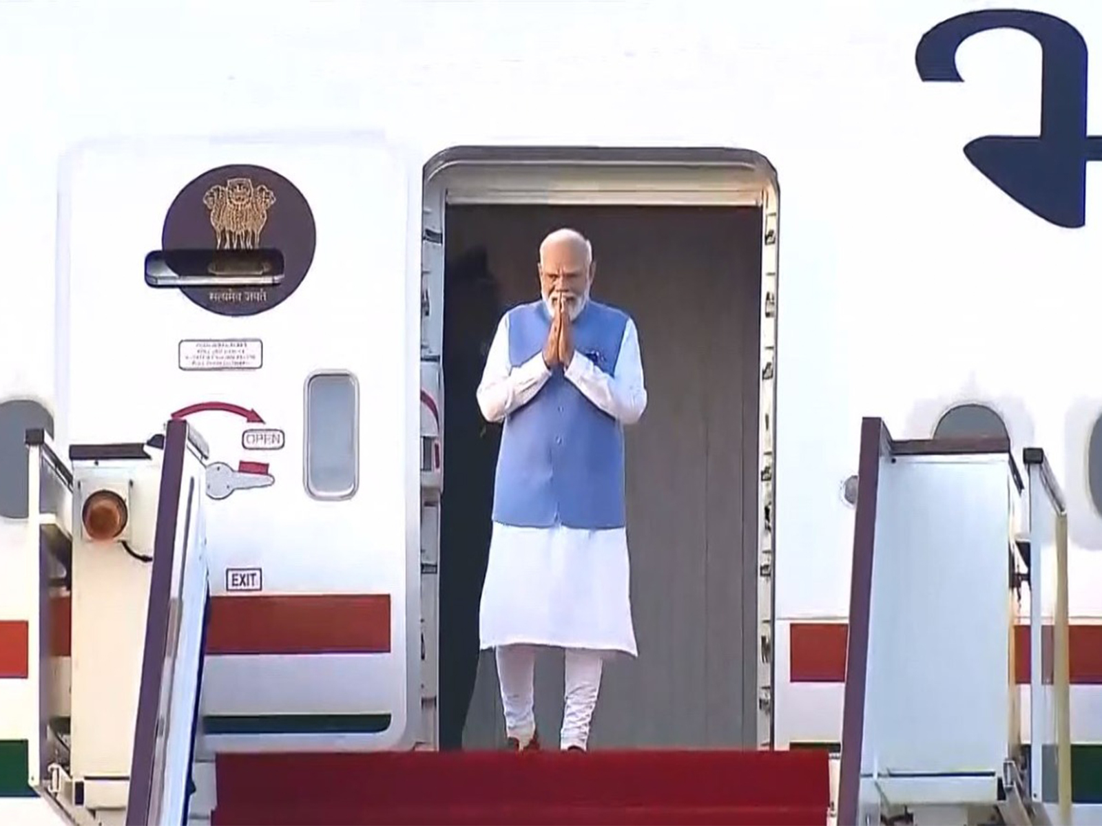 Prime Minister Narendra Modi arrives in Muscat, Oman, on the final leg of his three-nation tour. (Photo/ANI)
