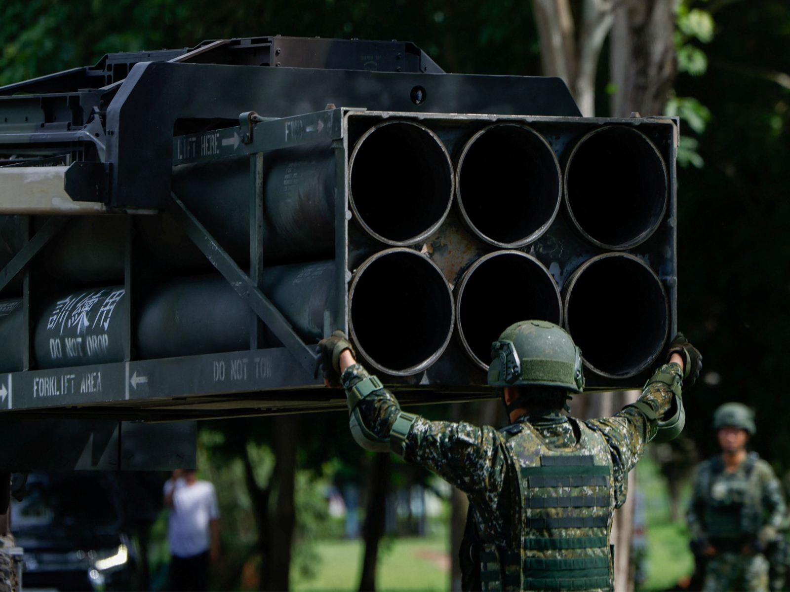 A High Mobility Artillery Rocket System on display in Taichung, Taiwan (Photo/Reuters)