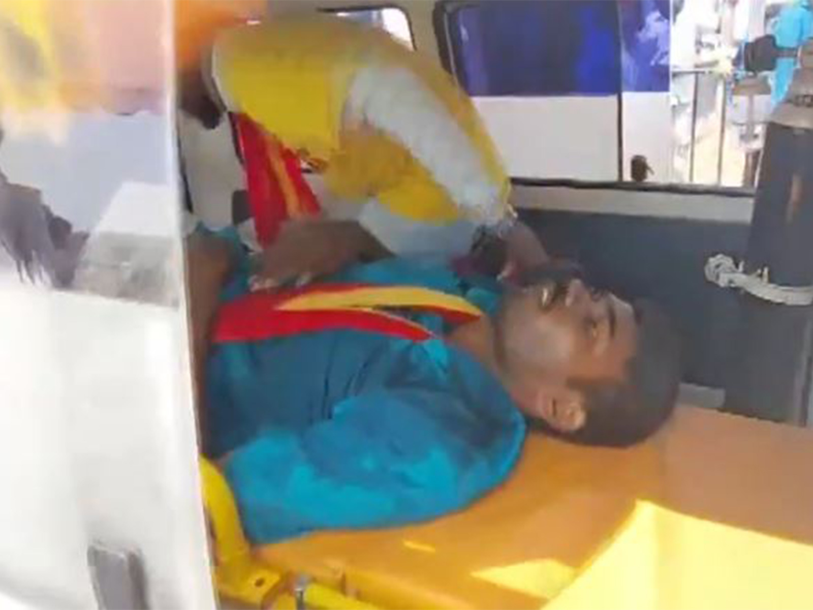 TVK supporter lying unconscious (Photo/ANI)