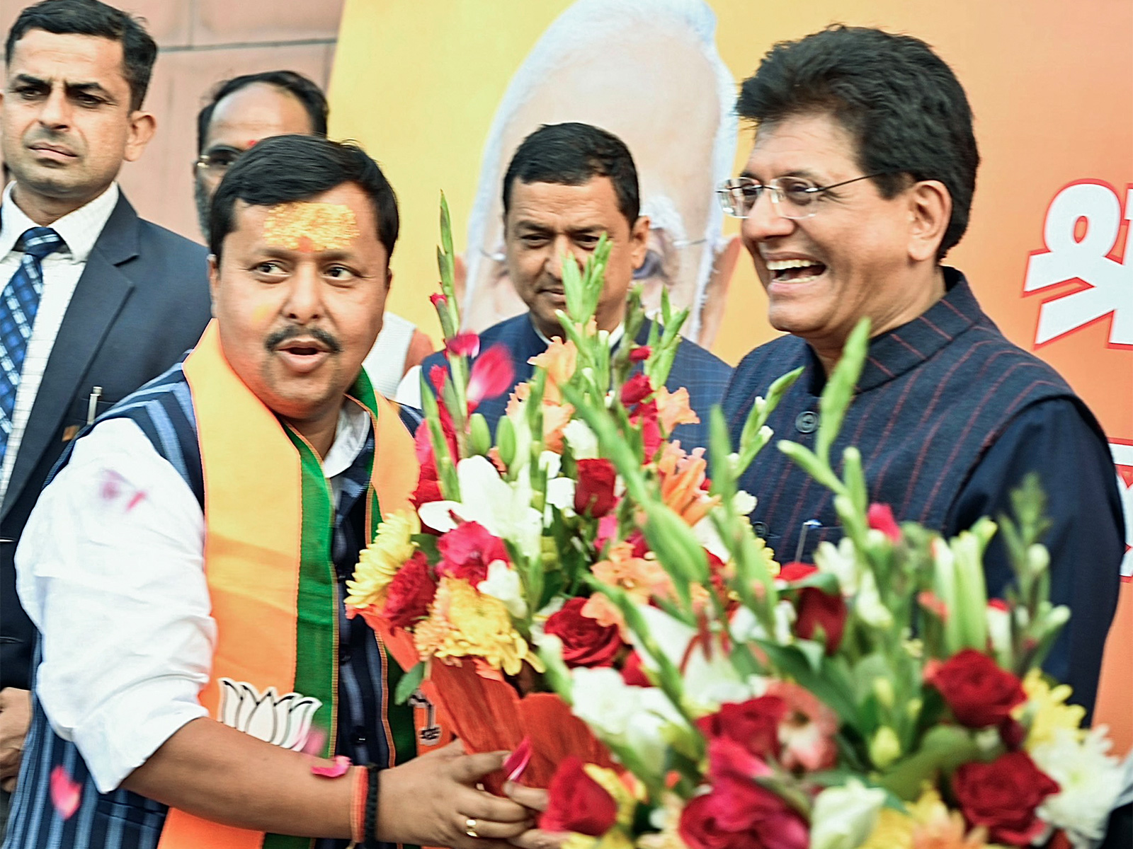 Union Minister Piyush Goyal with BJP National Working President Nitin Nabin (Photo/ANI)