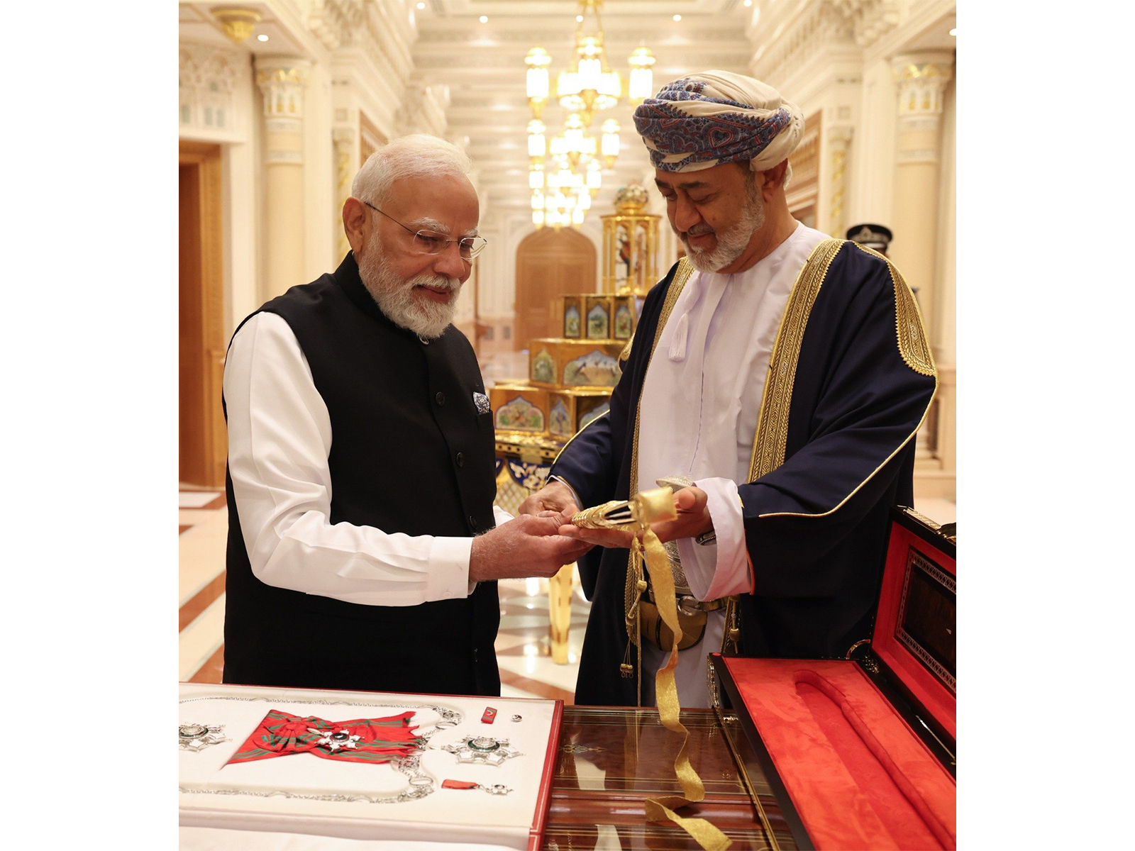 Prime Minister Narendra Modi is conferred the Order of Oman by Sultan Haitham bin Tarik Al Said in Muscat. (Photo: X/@narendramodi)