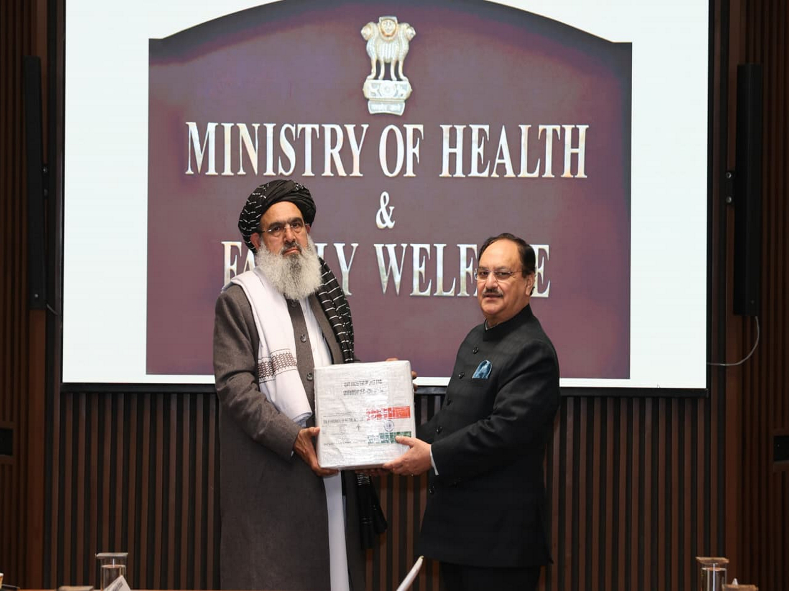 Union Health Minister JP Nadda meets Afghanistan's Public Health Minister Mawlawi Noor Jalal Jalali in New Delhi. (Photo: X/@JPNadda)