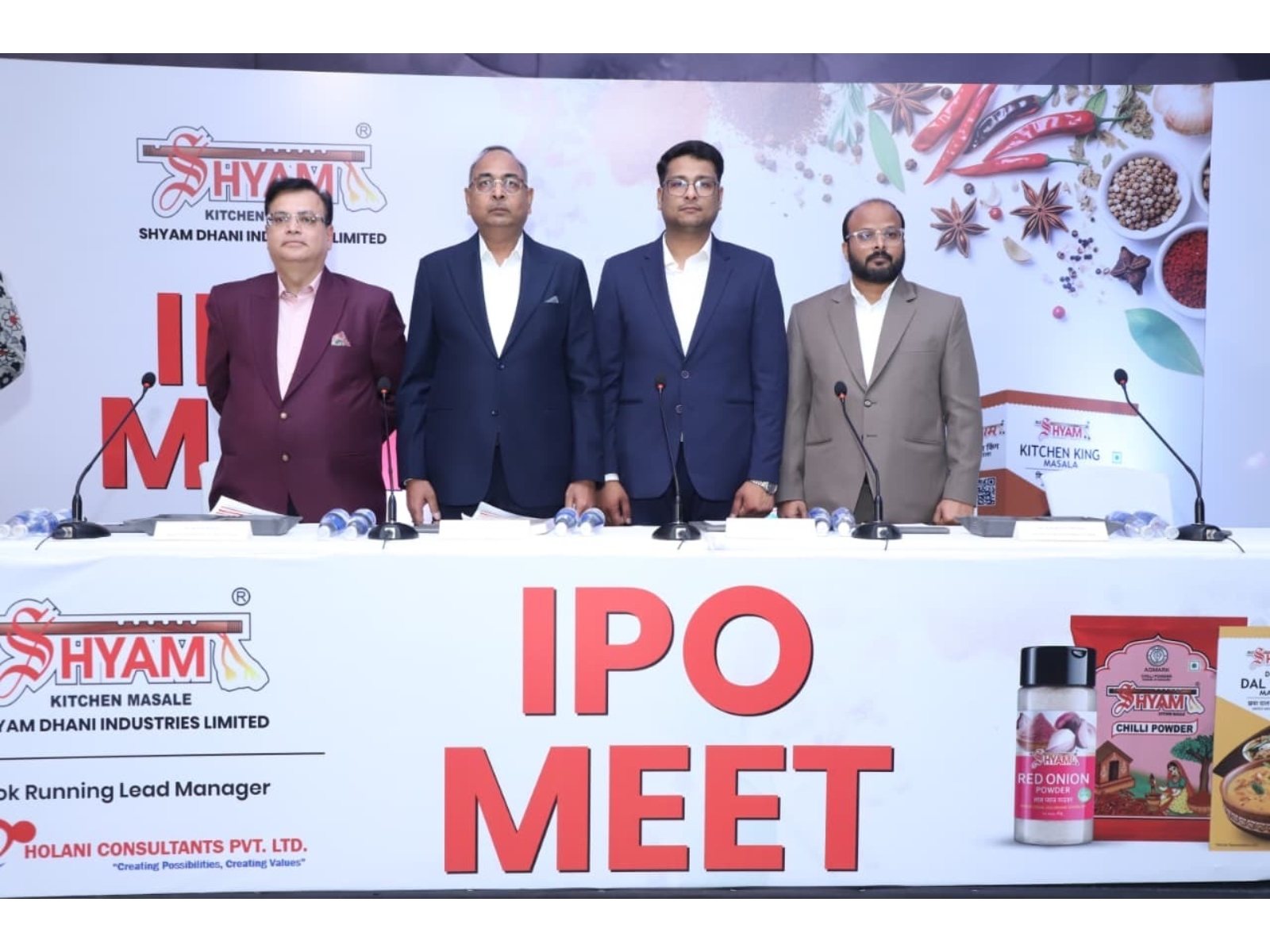 L-R: Mr Ashok Holani-Director Holani Consultants Private Limited, Mr Ramawtar Agarwal-Chairman & Managing Director, Mr Vithal Agarwal-Whole Time Director, Mr Ajay Kumar Sharma-CFO