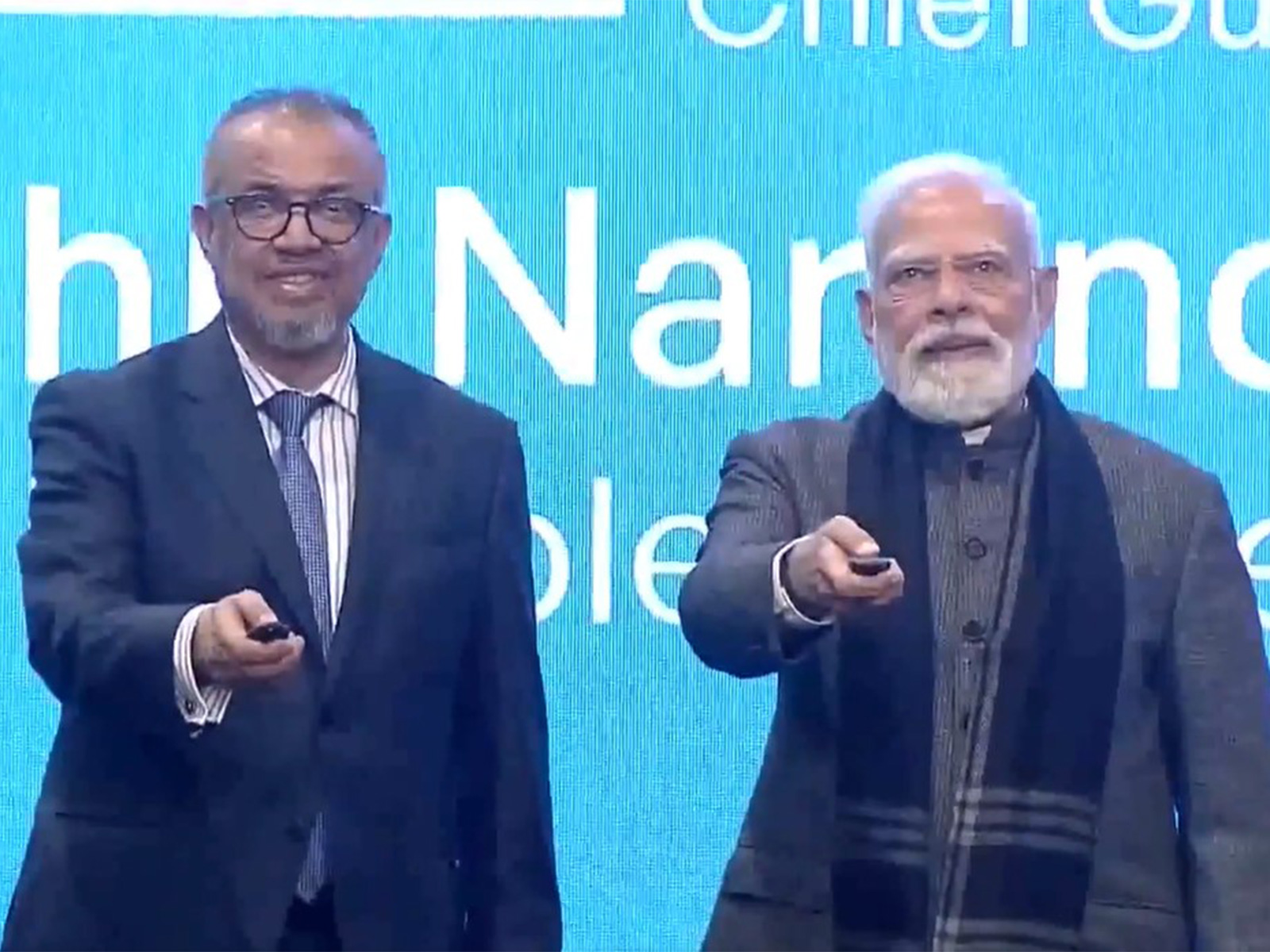 Prime Minister Narendra Modi and Director General of the World Health Organisation, Tedros Adhanom Ghebreyesus (Photo/DD News)