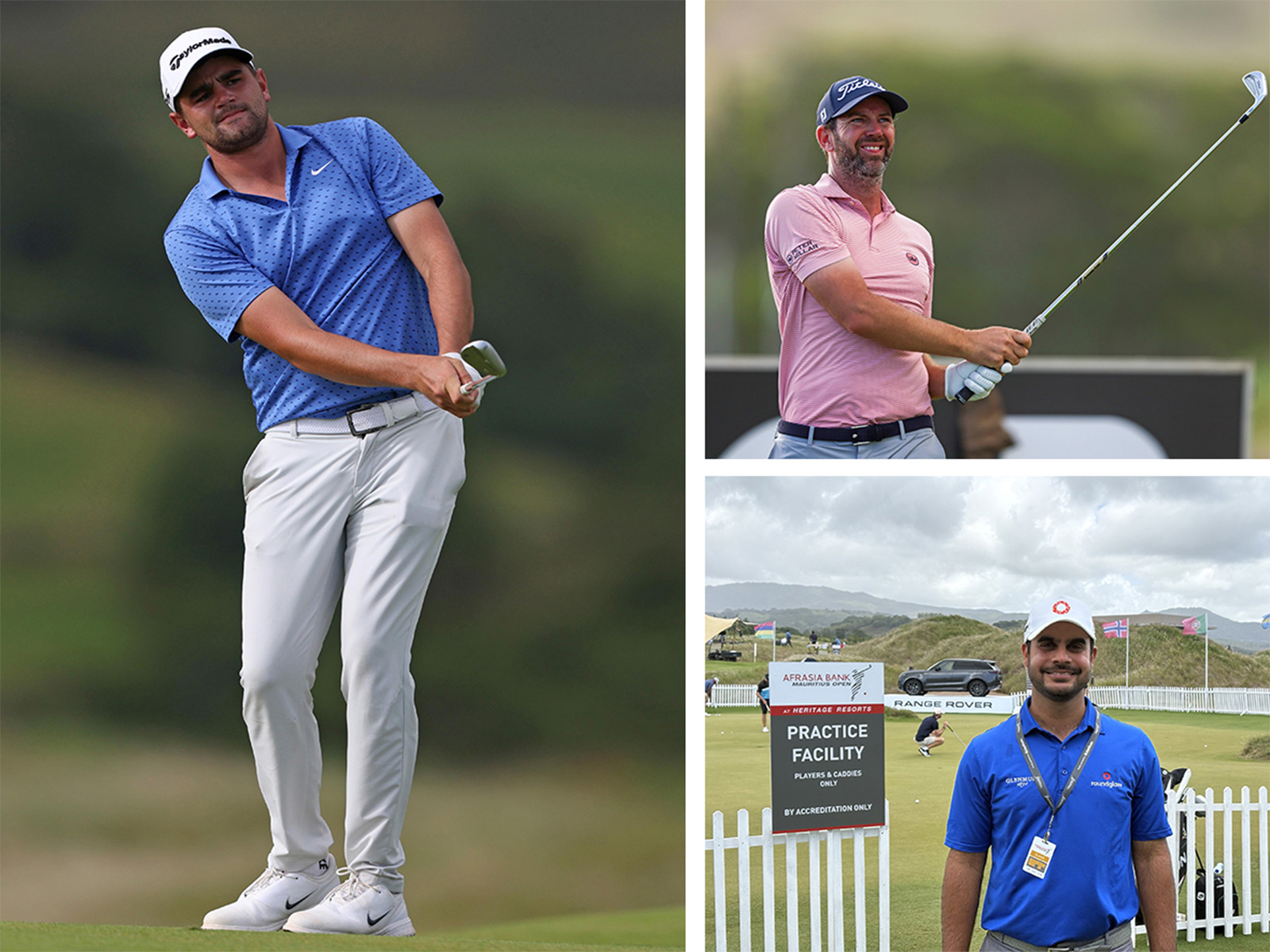 Casey Jarvis (left) with Scott Jamieson (top) and Shubhankar Sharma at AfrAsia Bank Mauritius Open (Photo/DP World Tour)