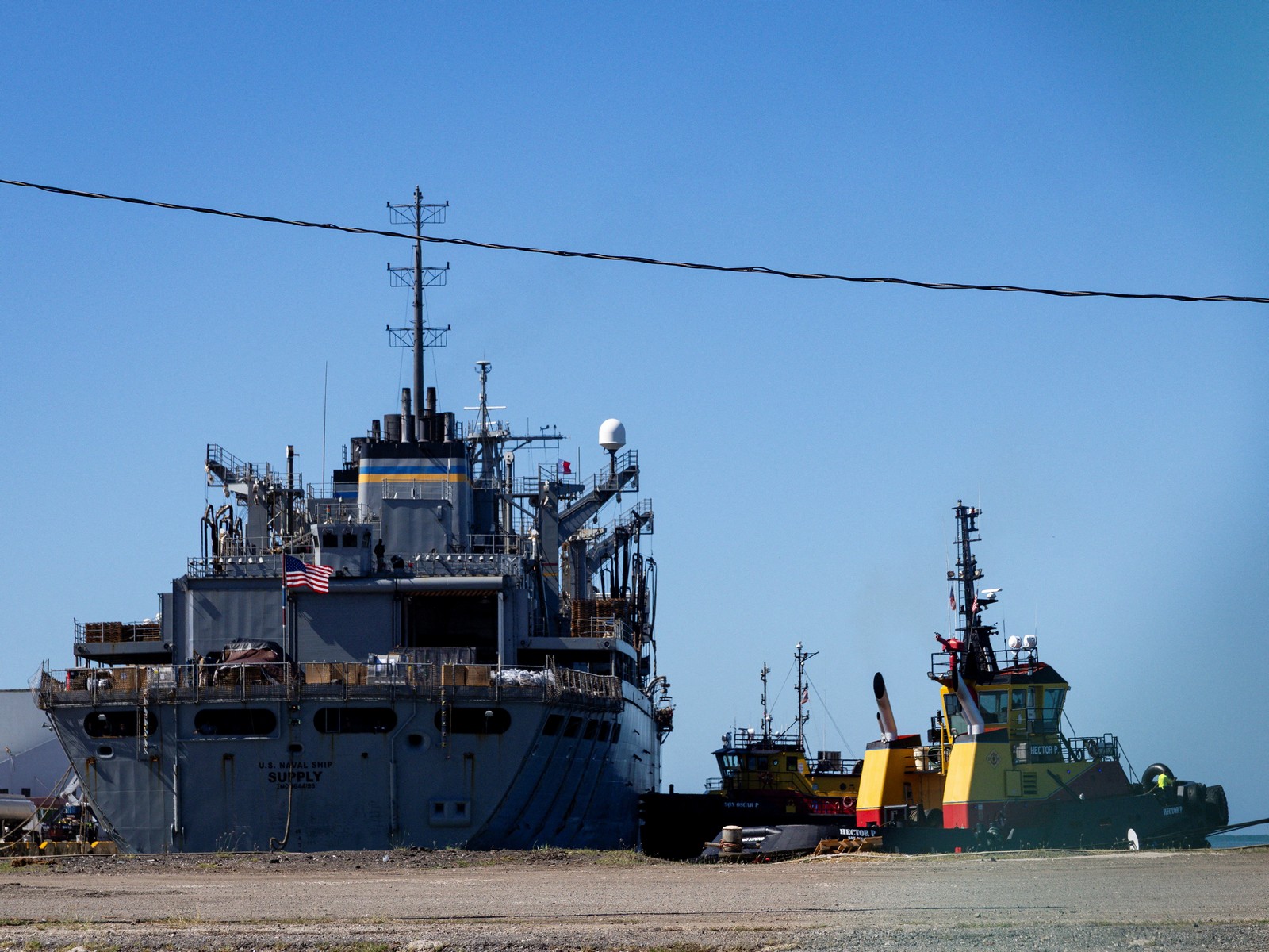 The US Navy's combat logistics ship, USNS Supply, is docked in Ponce amid ongoing military movements in Puerto Rico (Photo/Reuters)