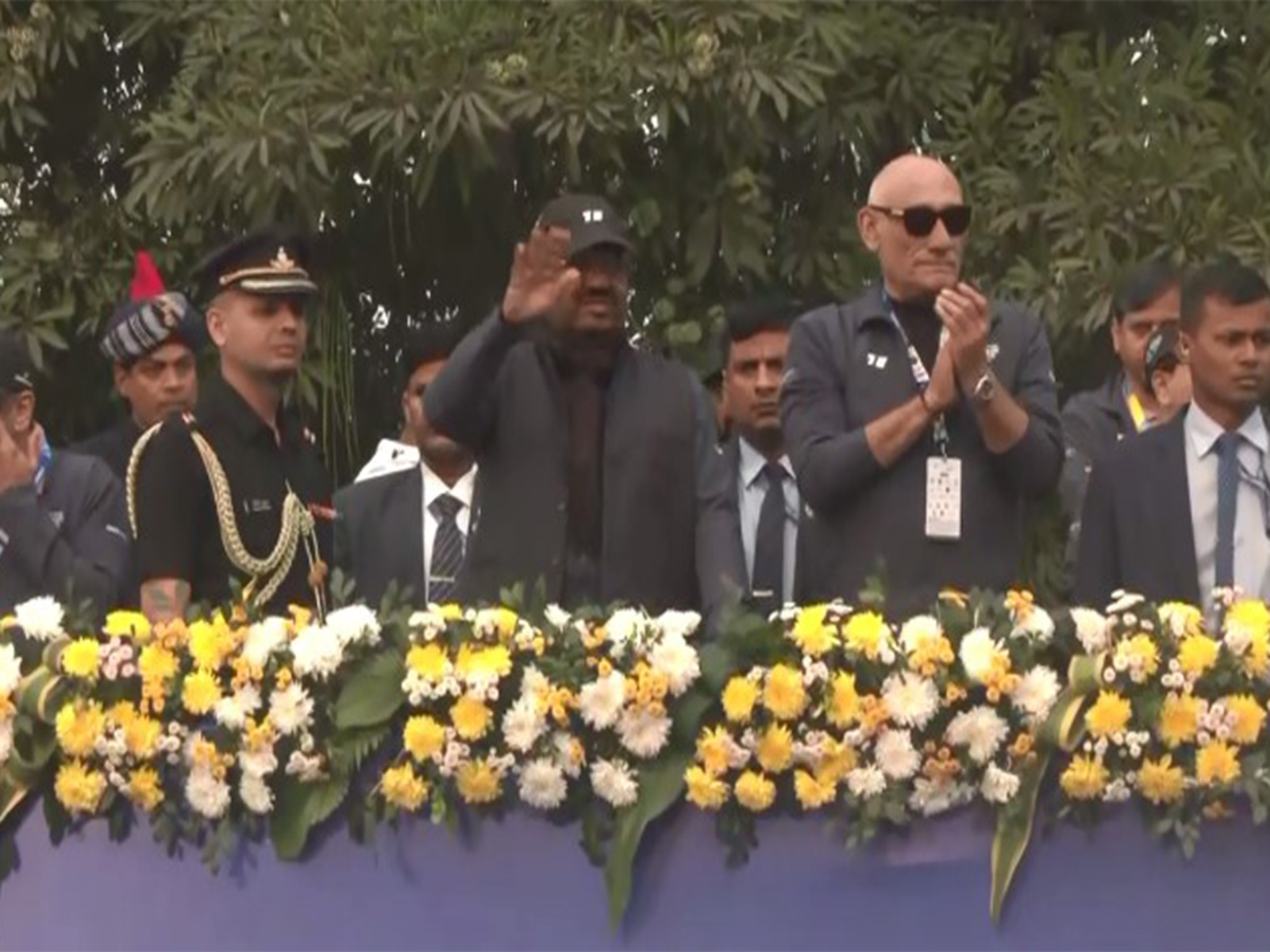West Bengal Governor C.V. Ananda Bose waving at participants (Photo/ANI)