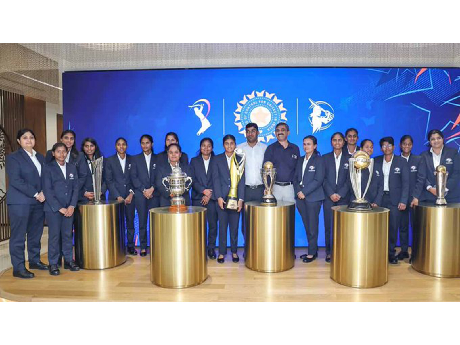 Indian women's blind cricket team at BCCI headquarters. (Photo: @BCCI X)