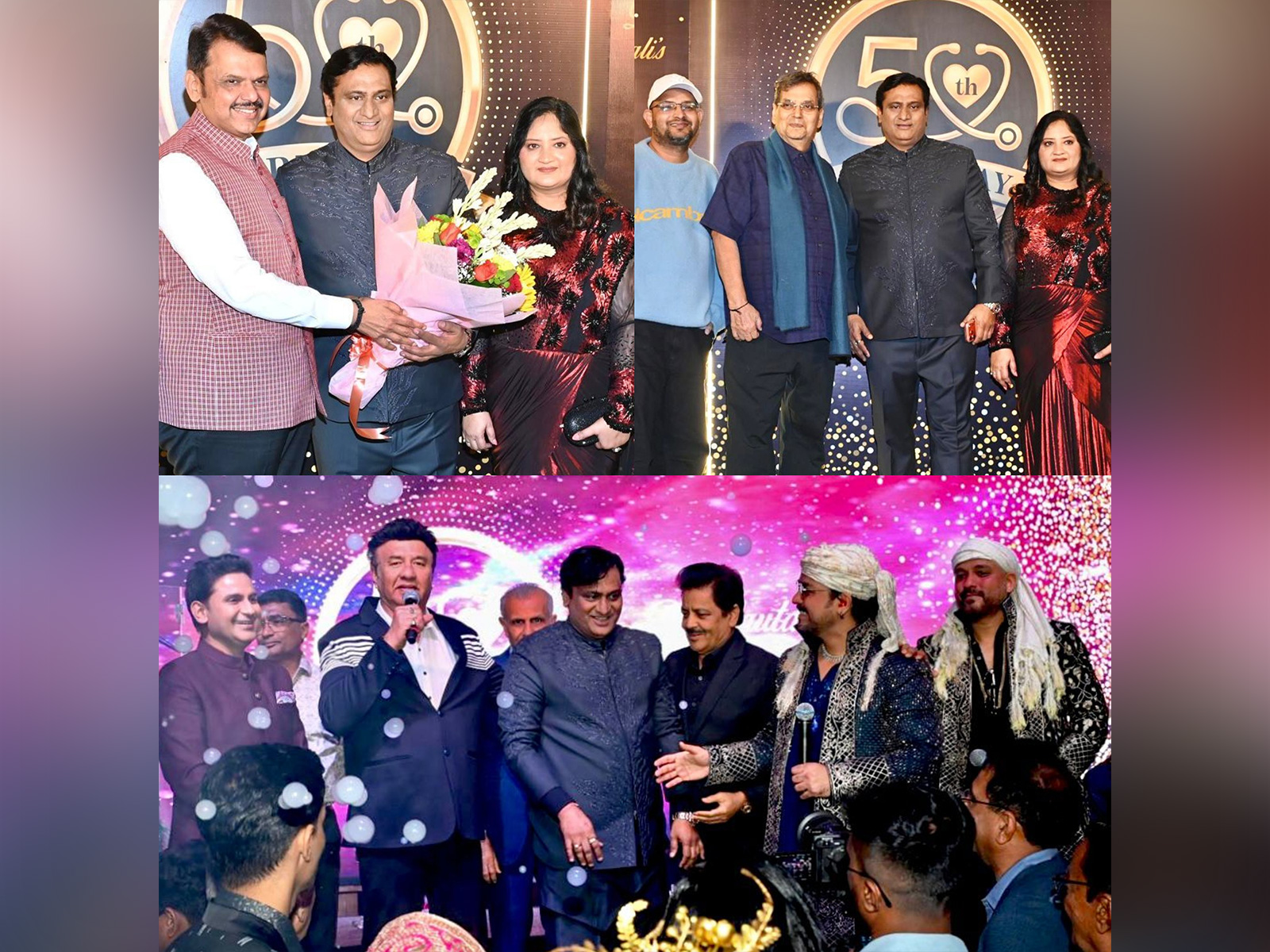 CM Devendra Fadnavis, Subhash Ghai, Anu Malik, Udit Narayan at Dr Gautam Bhansali birthday (Photo/ANI)