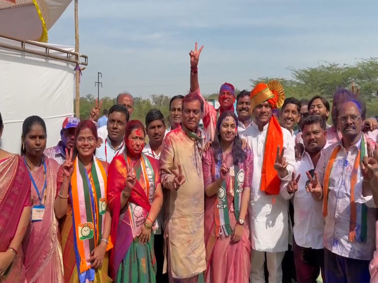 Mahayuti leaders celebrate victory in local body polls in Pune (Photo/ANI)