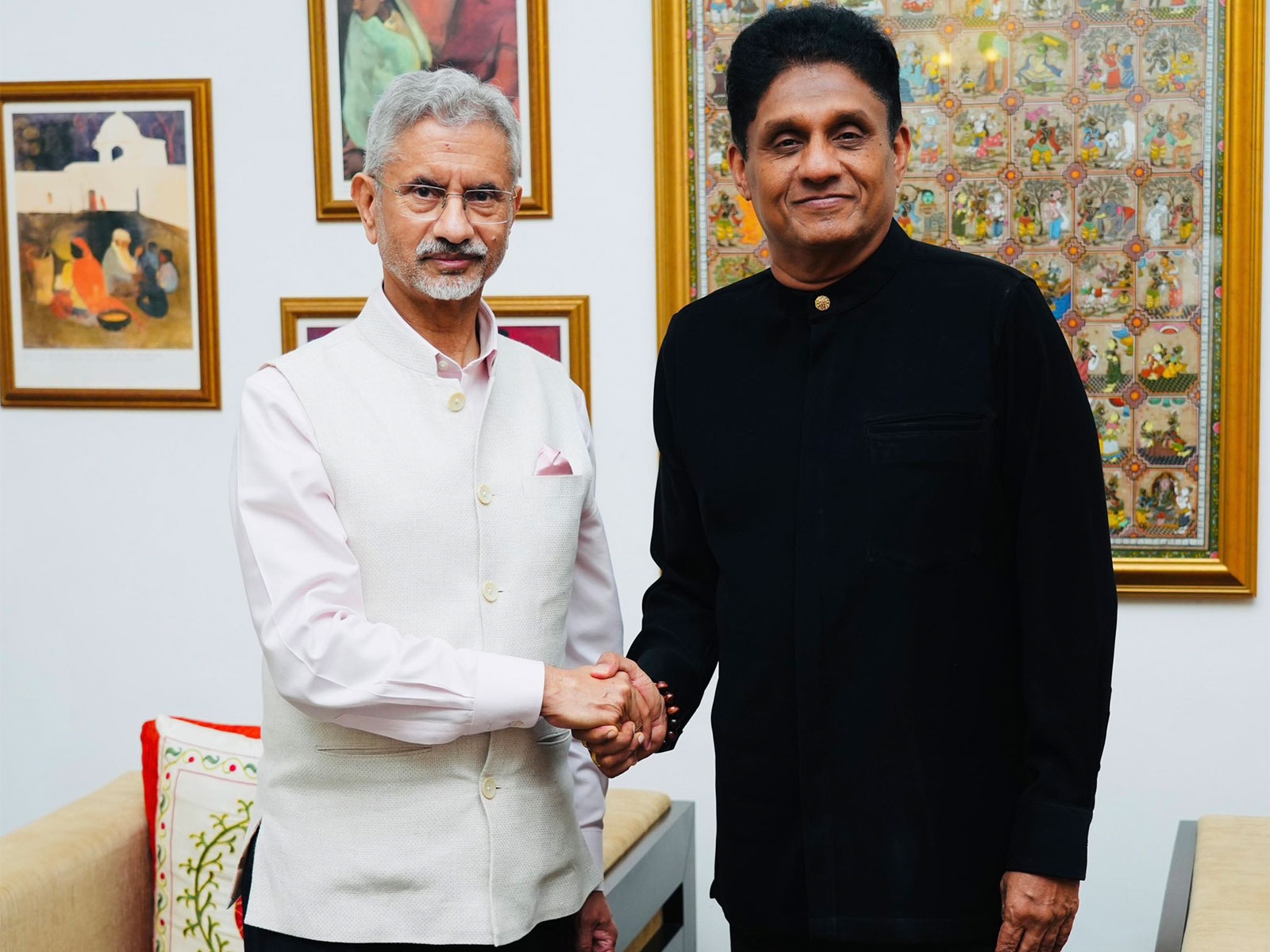 External Affairs Minister S Jaishankar with Sajith Premadasa, Leader of Opposition of Sri Lanka (Photo: X@DrSJaishankar)