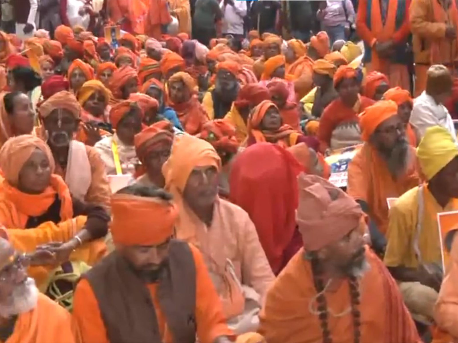 Saffron-clad activists, associated with pro-Hindu organisations, gather in Kolkata (Photo/ANI)