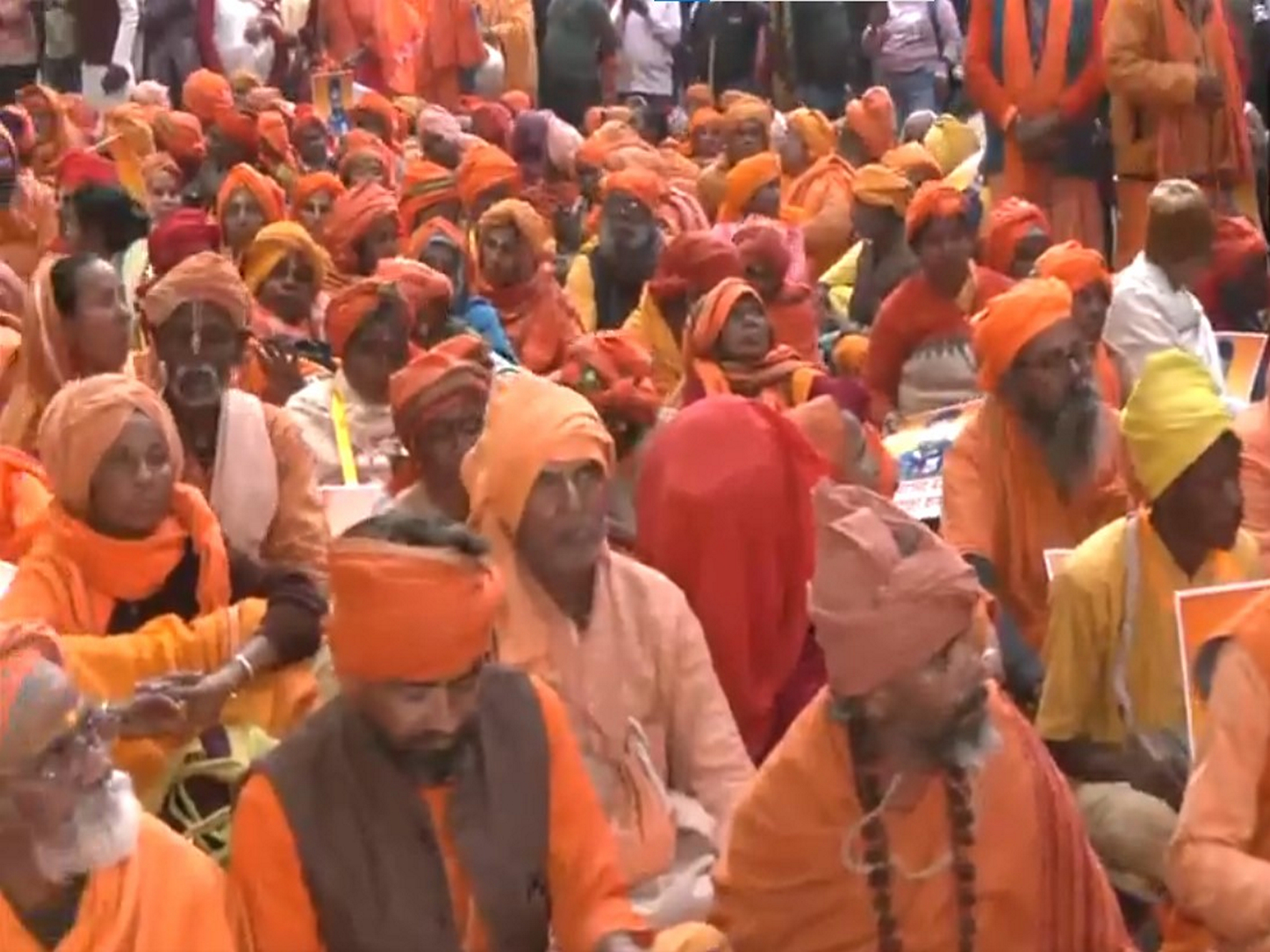 Saffron-clad activists, associated with pro-Hindu organisations, gather in Kolkata (Photo/ANI)