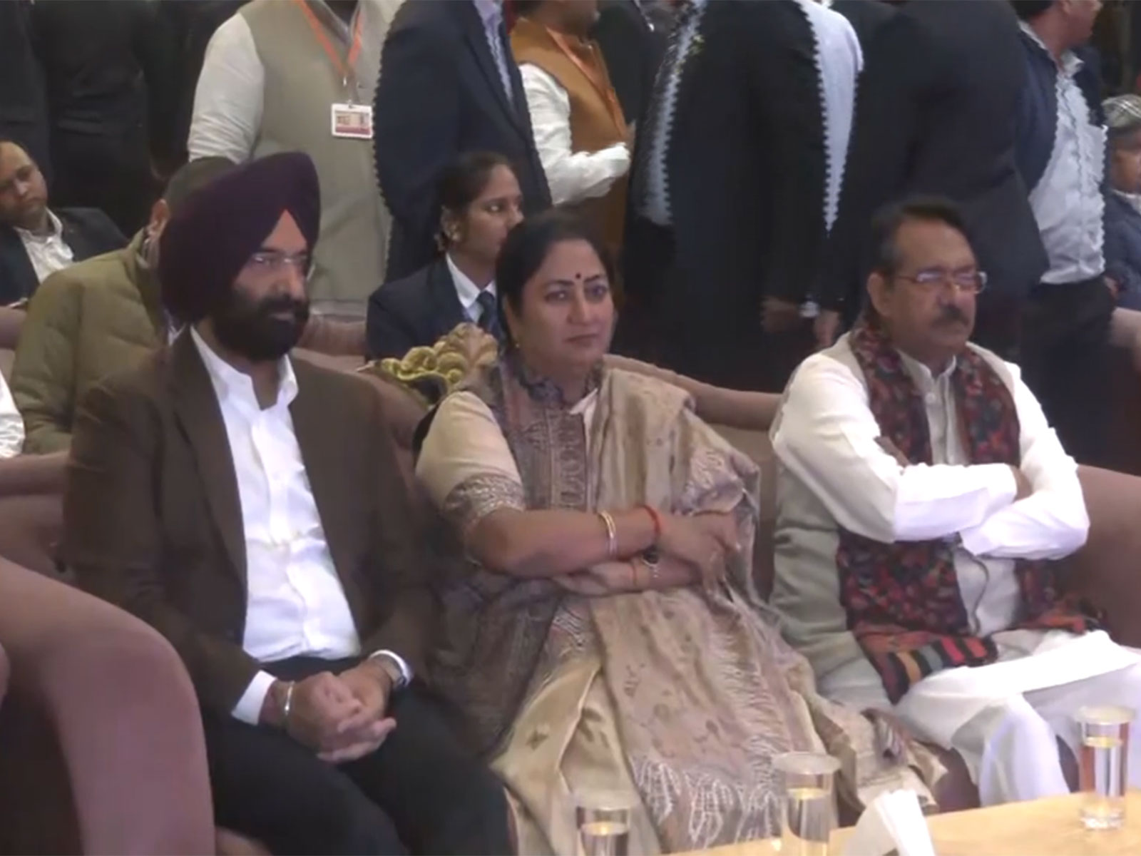Delhi CM Rekha Gupta and other leaders listen to 'Mann Ki Baat' (Photo/ANI)
